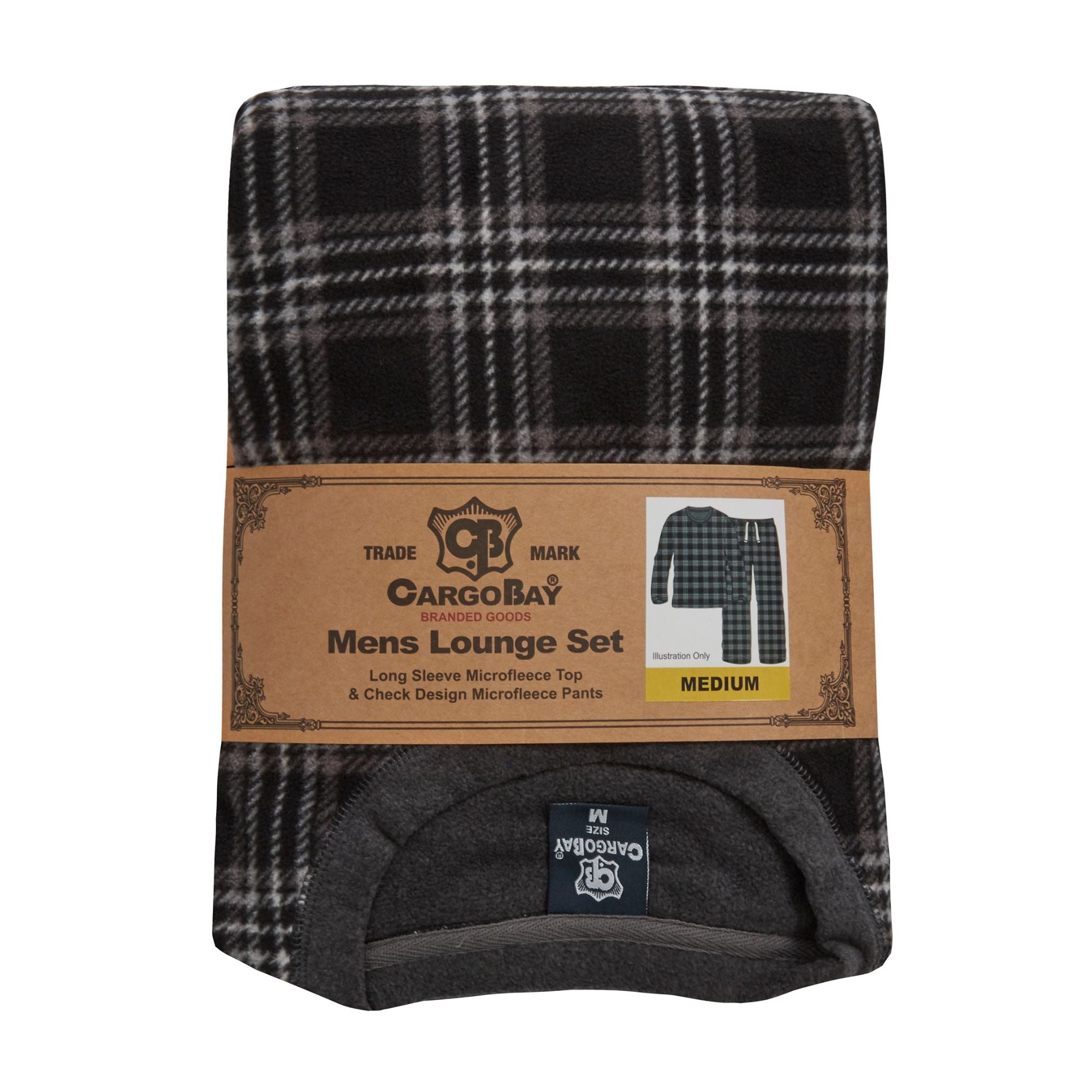 Mens Fleece Long Sleeve Top Pyjamas Sets | Fleece Winter Checked PJ Set