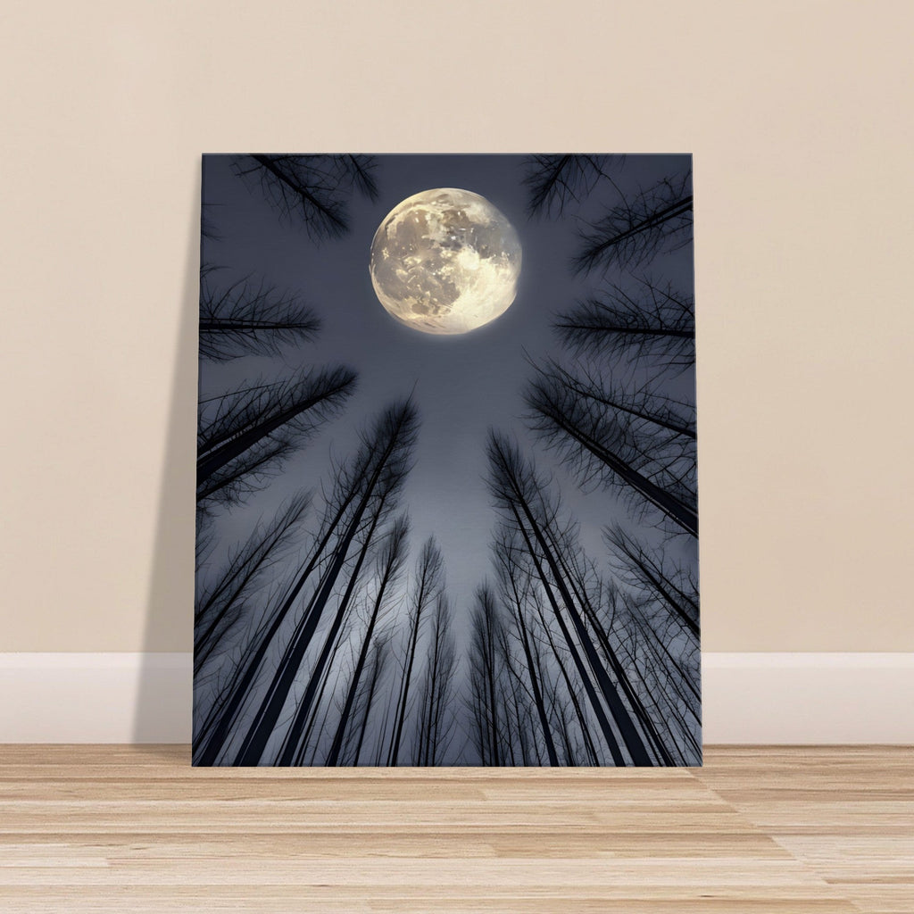 Ethereal Night Landscape Canvas – Glowing Moon & Forest Scene