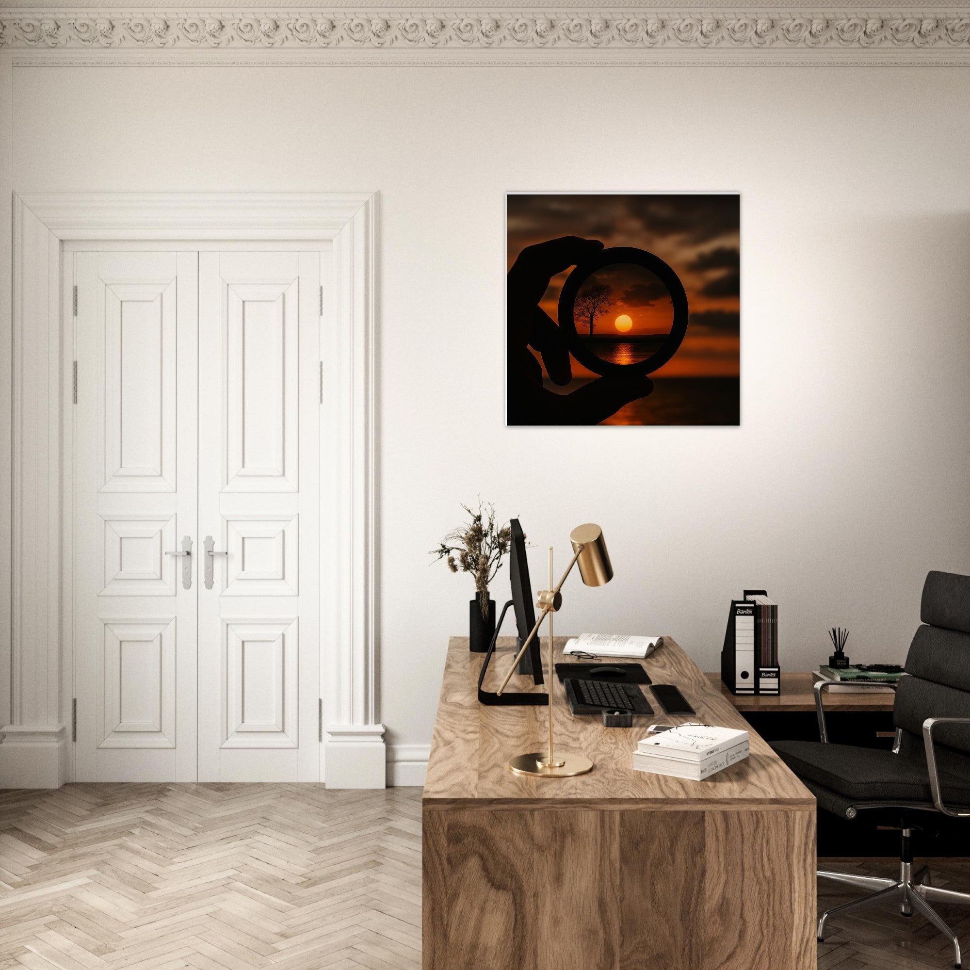 Sunset Through Camera Lens Wall Art – Photography Inspired Scenic Poster
