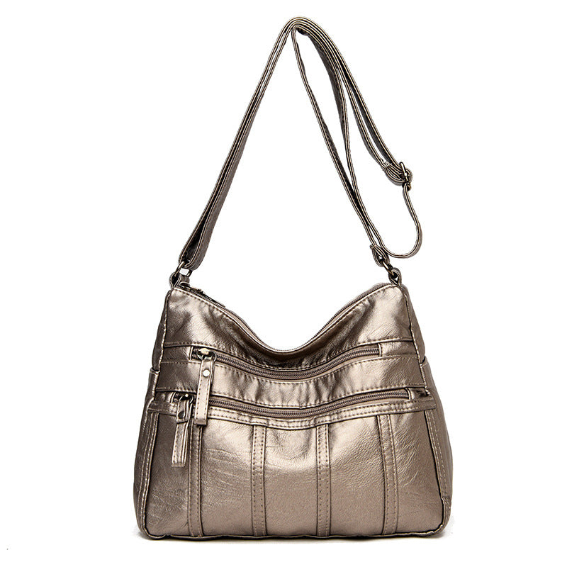 New Trendy Soft Leather Multilayer Messenger Bag