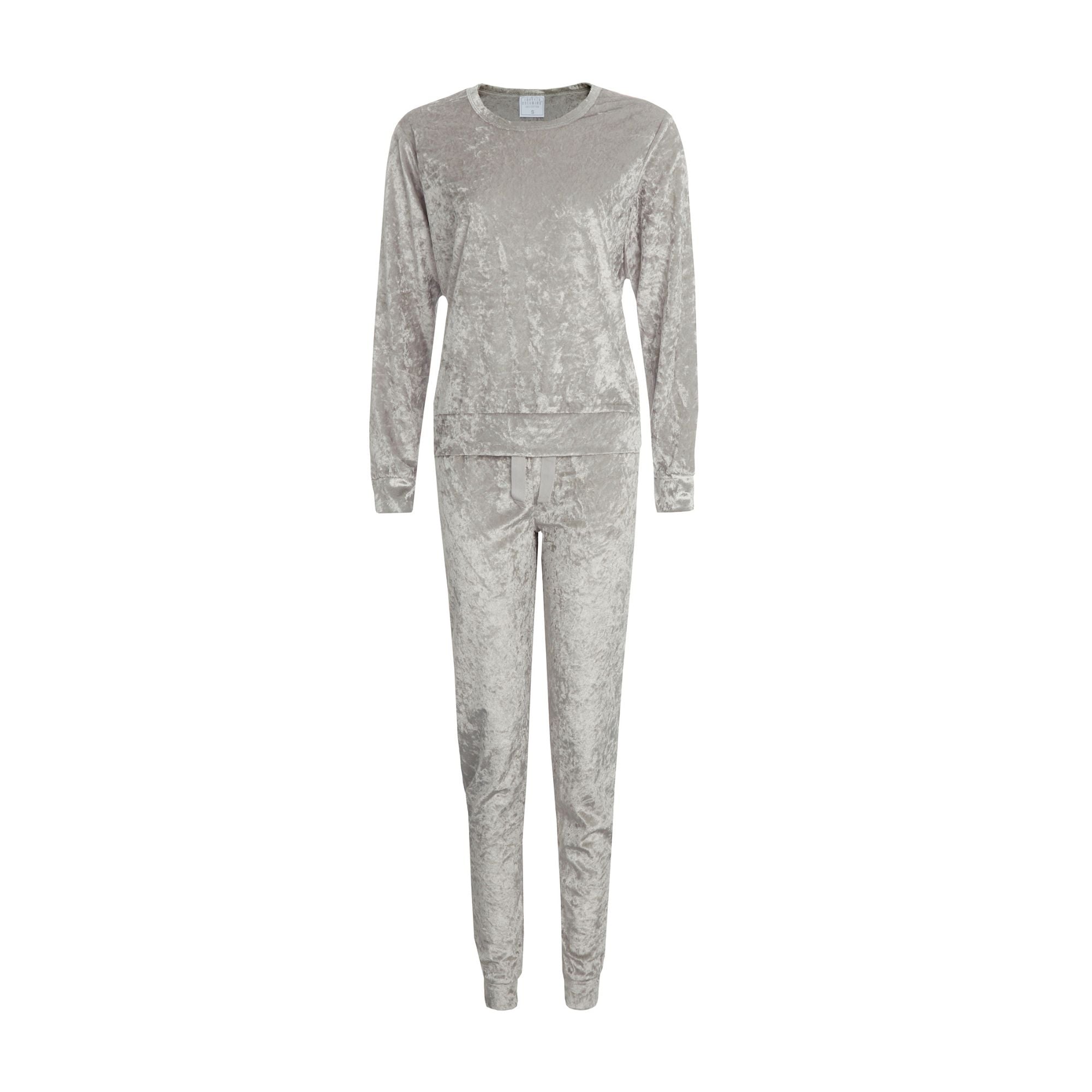 Ladies Velvet Lounge Suit: Cozy Crushed Fleece Pyjamas Set for Winter Comfort