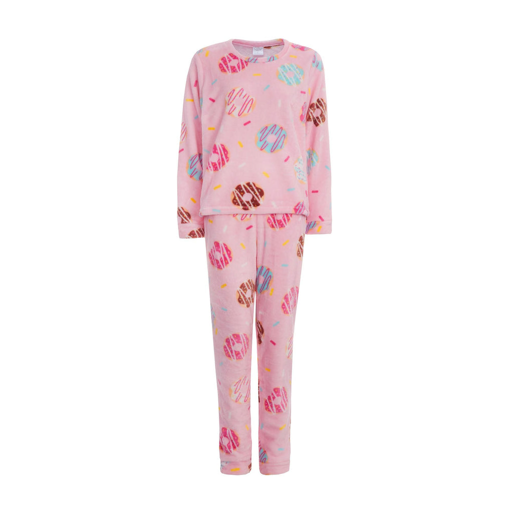 Ladies Warm Fleece Pyjama Sets with Long Sleeves Loungewear Tops & Bottoms