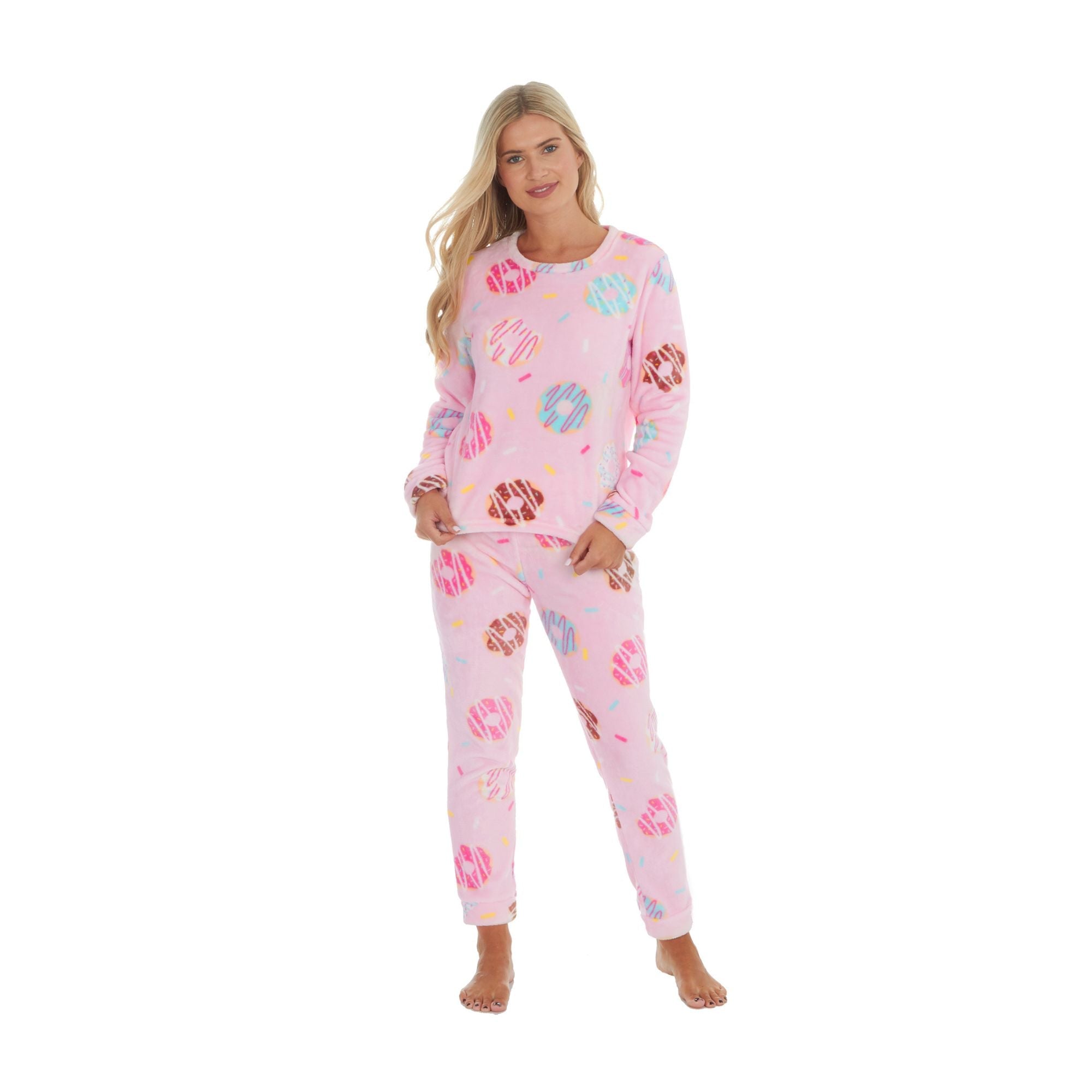 Ladies Warm Fleece Pyjama Sets with Long Sleeves | Loungewear Tops & Bottoms