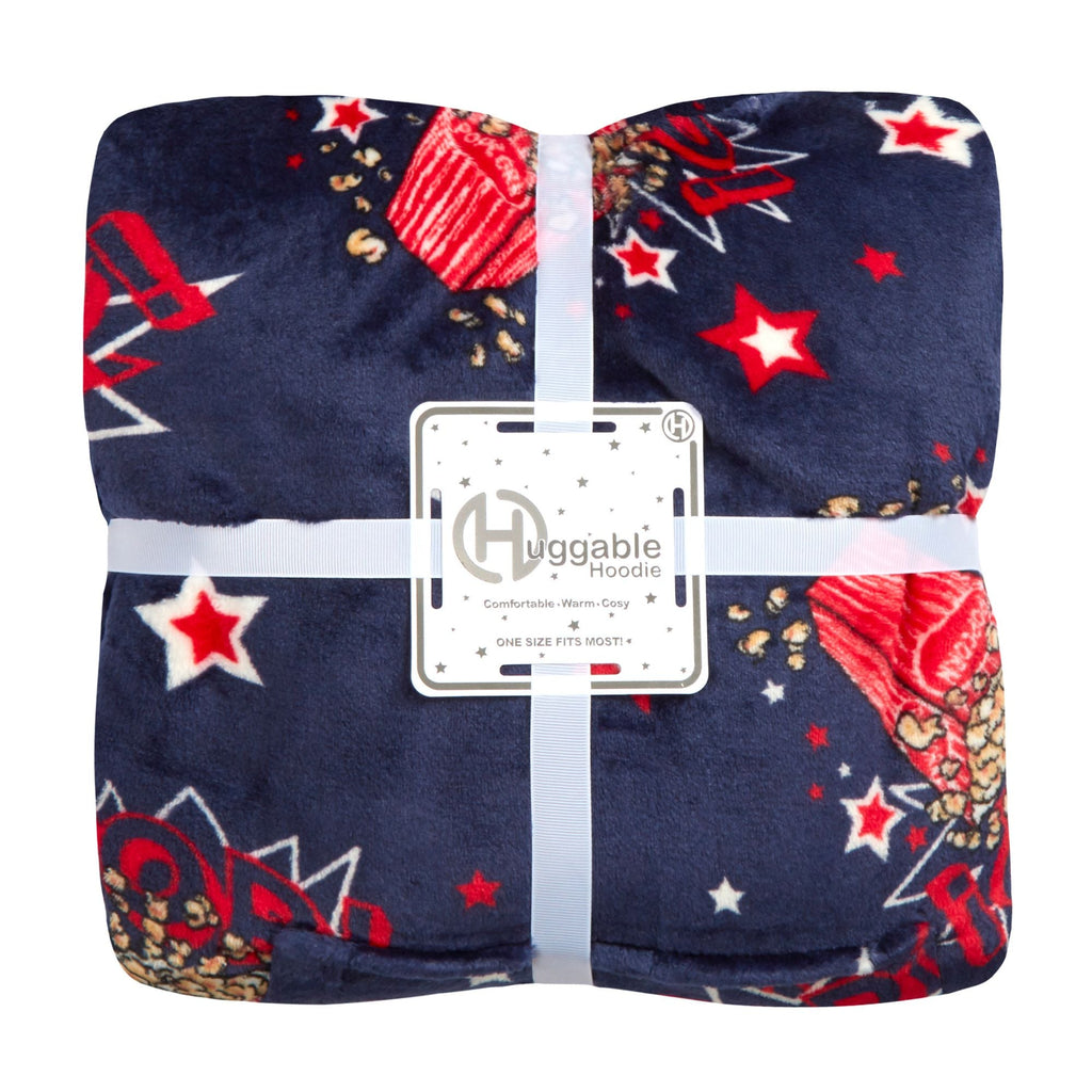 Ladies Fleece Donut Printed Oversized Blanket Hoodie with Kangaroo Pockets