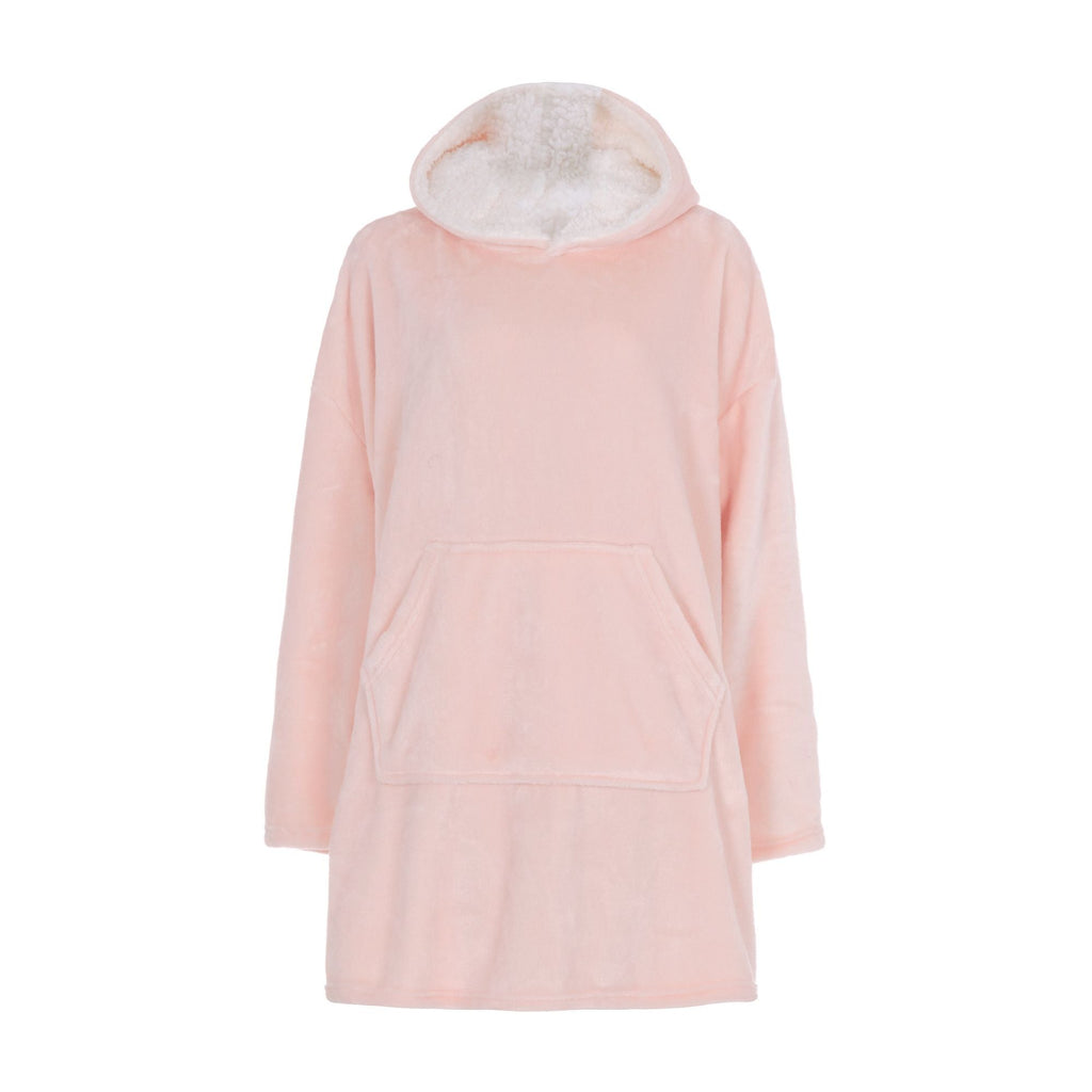 Ladies Sherpa Fleece Hooded Blanket: Zip Up Oversized Hoodie Wearable Blanket