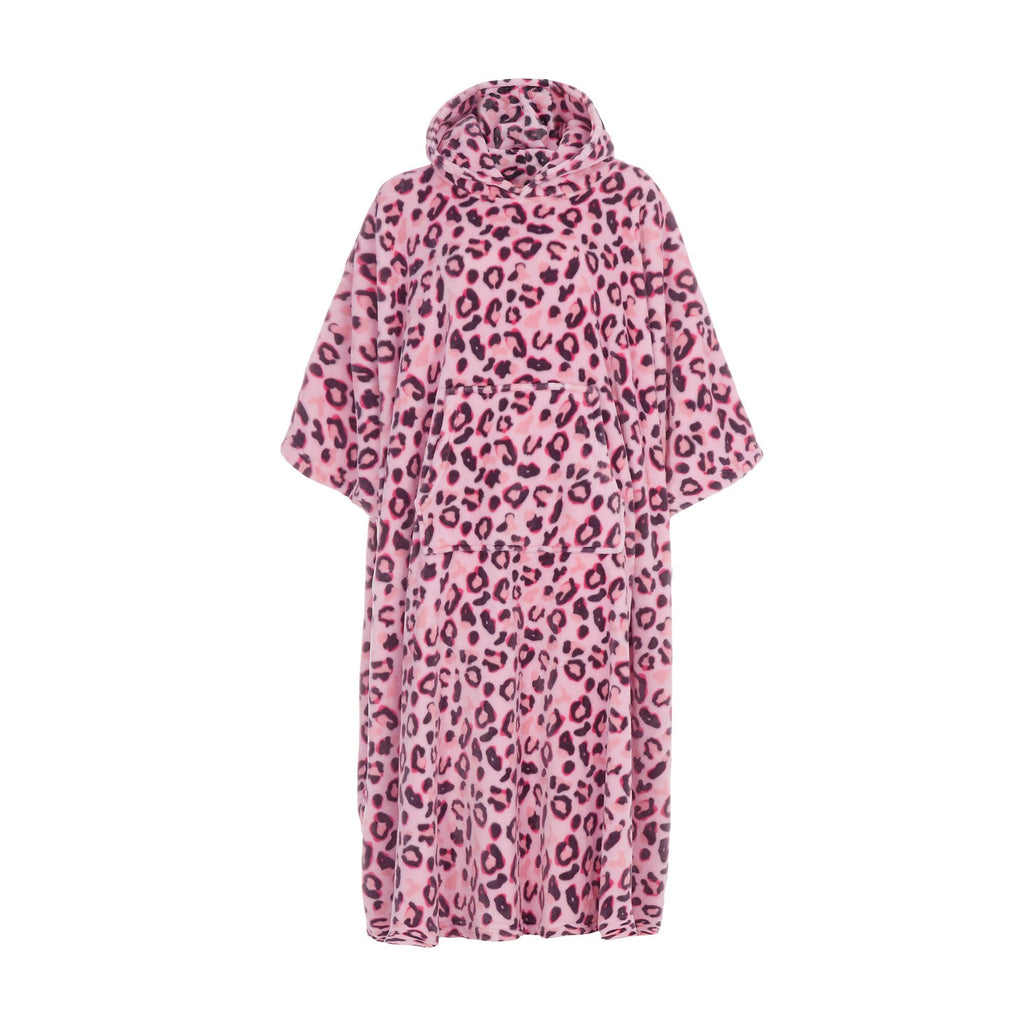 Ladies Oversized Blanket Hoodie - Extra Long Fleece Poncho with Kangaroo Pocket