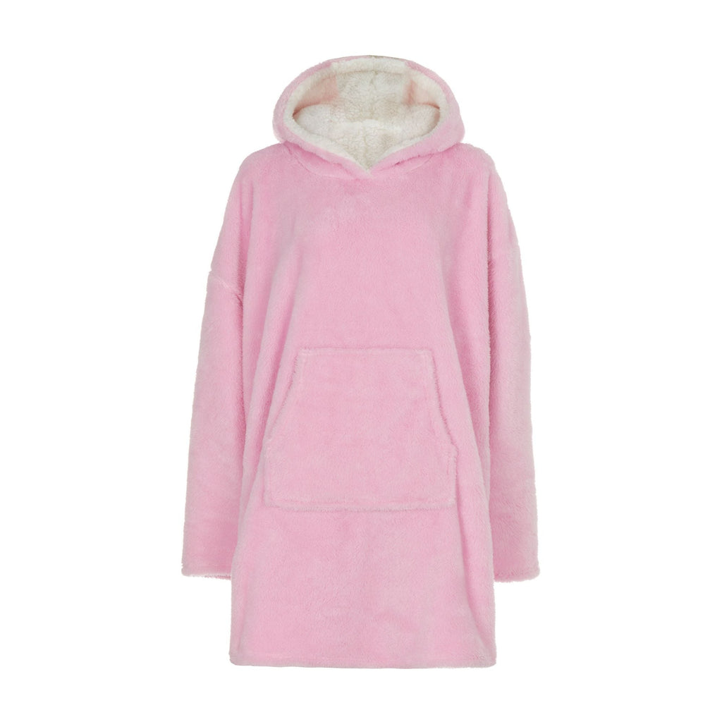 Ladies Fleece-Lined Oversized Hoodie: Snuggle Blanket with Sleeves & Pocket