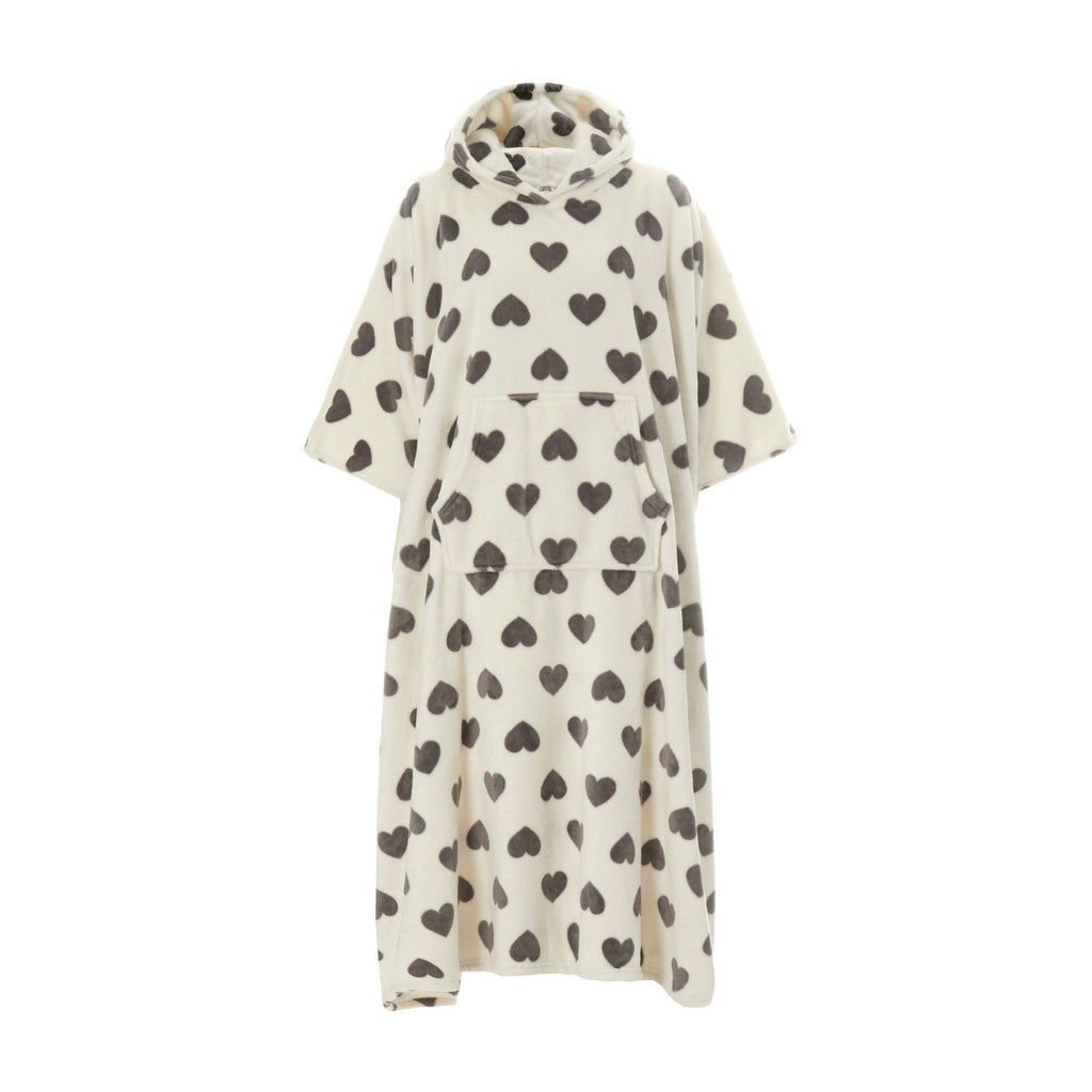 Ladies Oversized Blanket Hoodie - Extra Long Fleece Poncho with Kangaroo Pocket