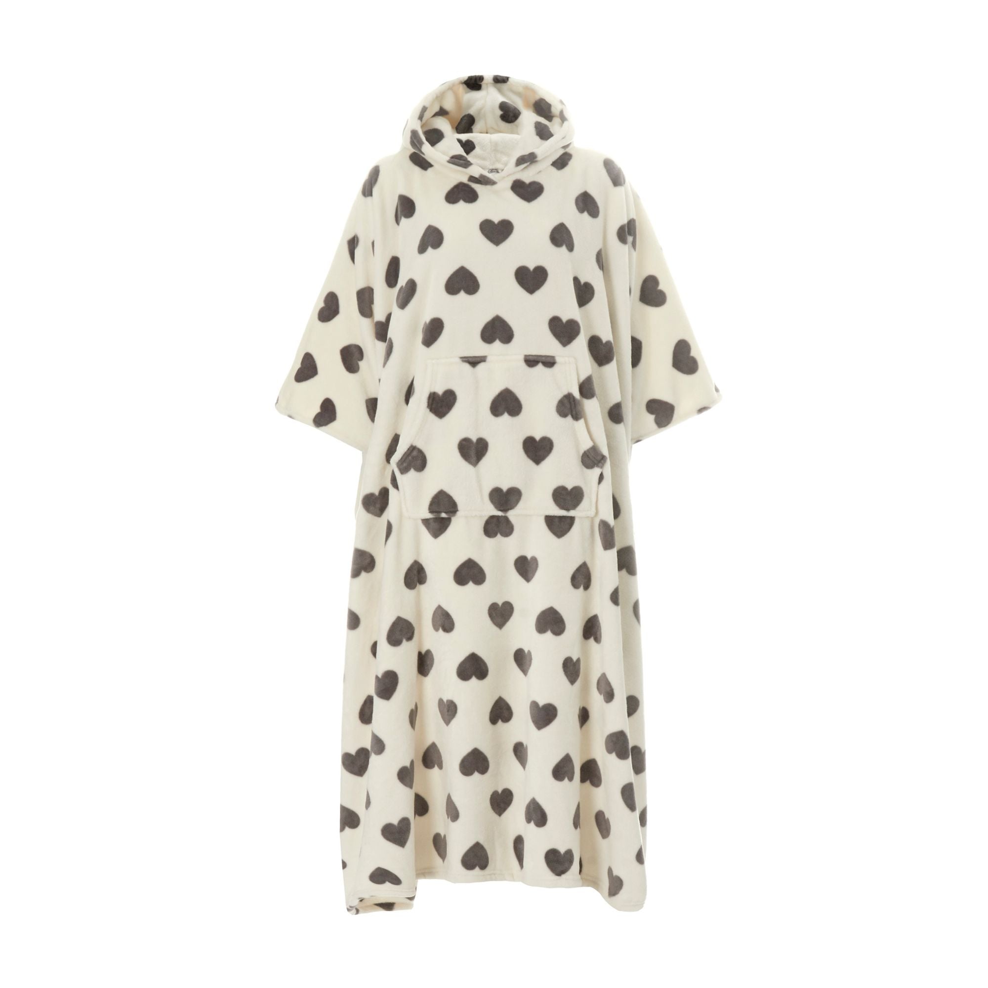 Ladies Oversized Blanket Hoodie - Extra Long Fleece Poncho with Kangaroo Pocket