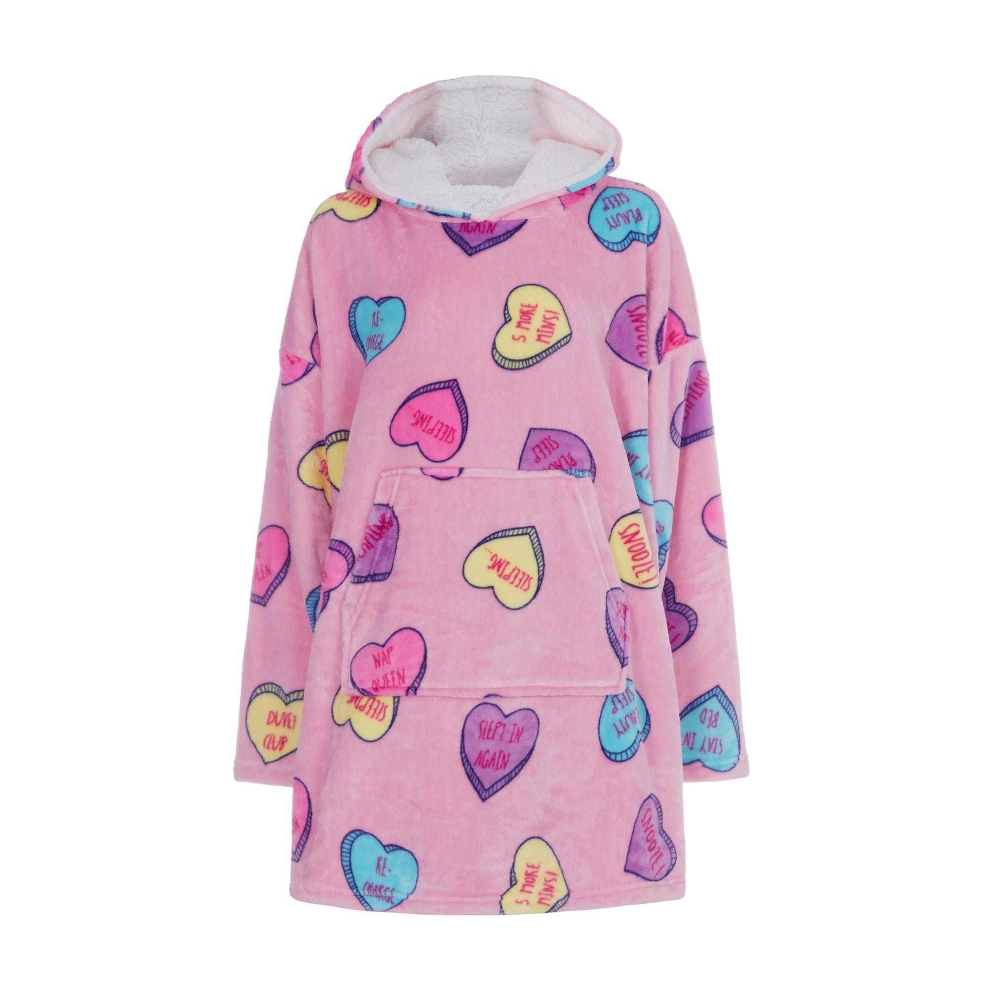 Ladies Fleece Donut Printed Oversized Blanket Hoodie with Kangaroo Pockets