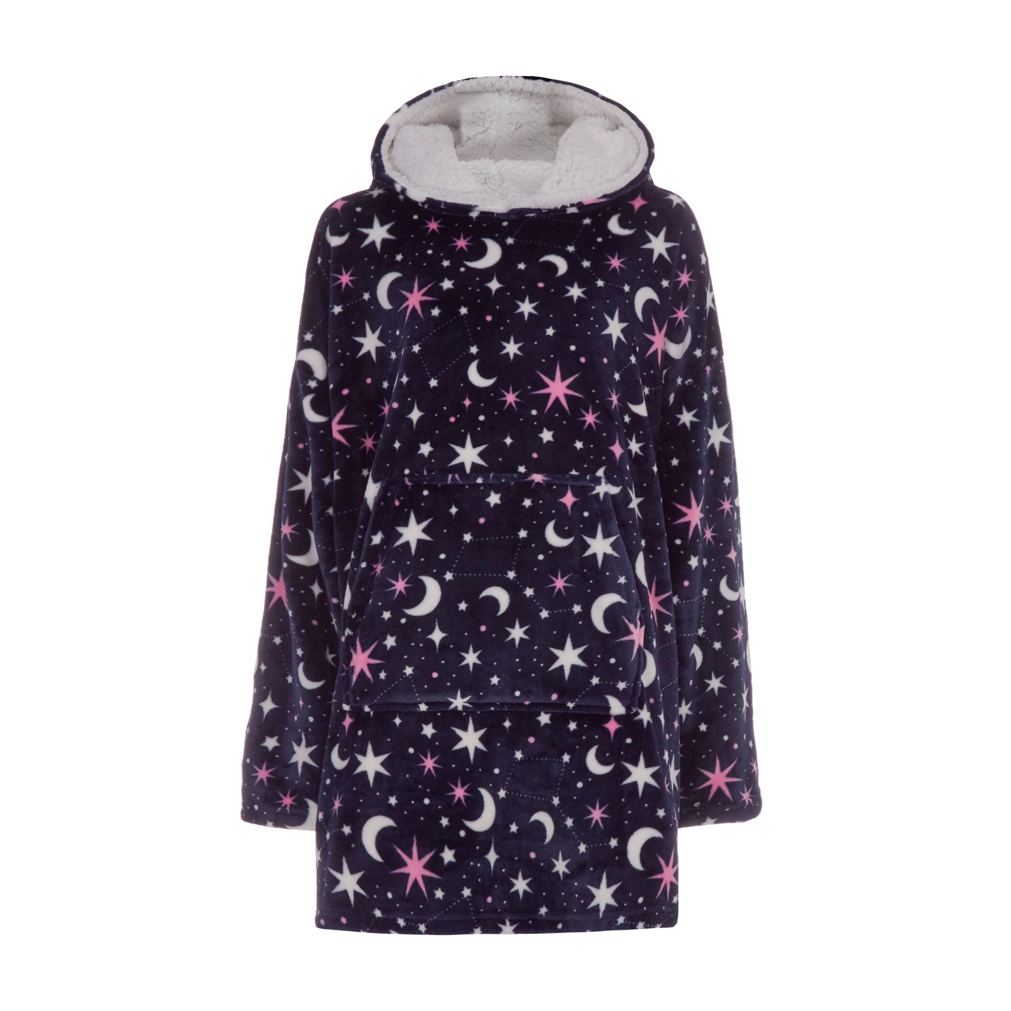 Ladies Fleece Donut Printed Oversized Blanket Hoodie with Kangaroo Pockets