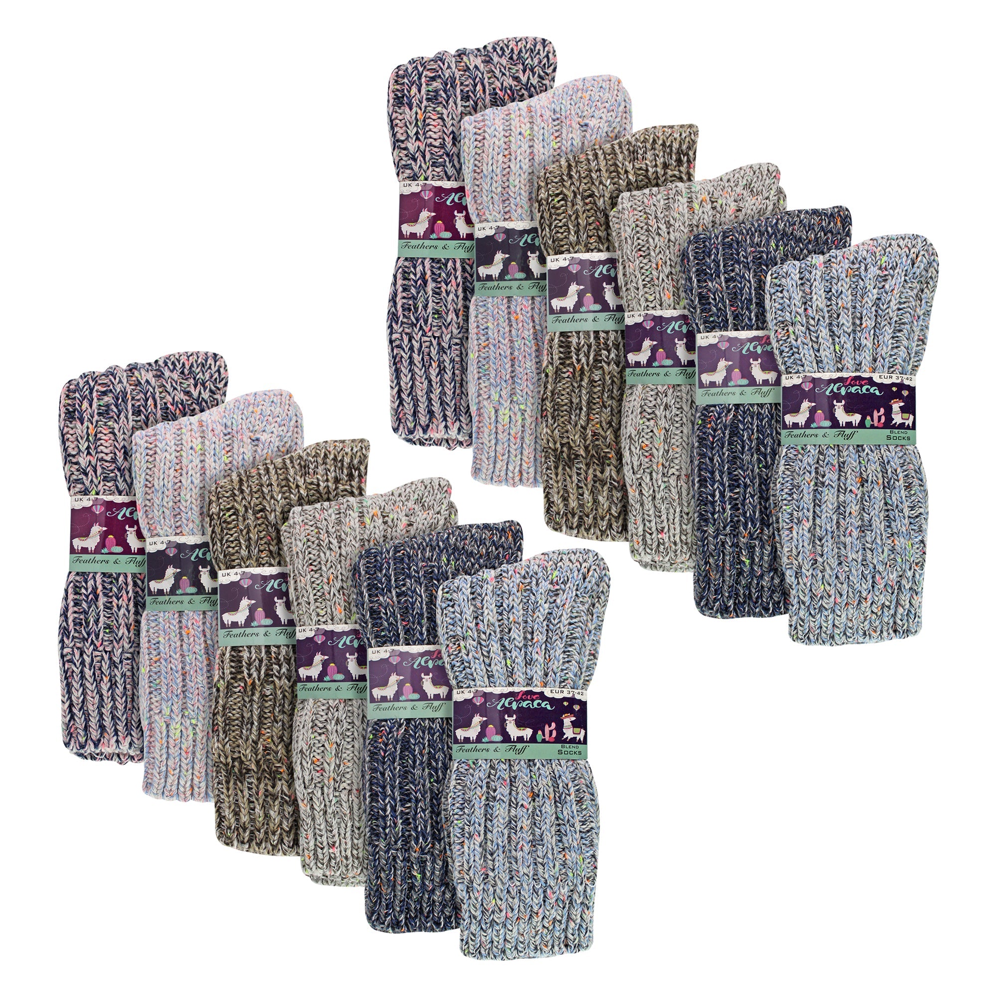 Ladies 12 Pack Alpaca Boot Socks