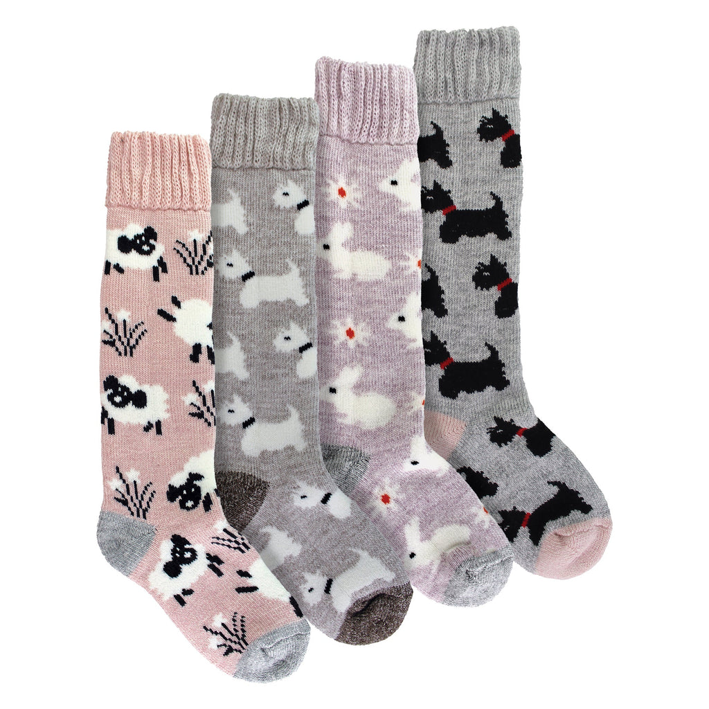 4 Pairs Long Soft Lounge Bed Socks for Ladies