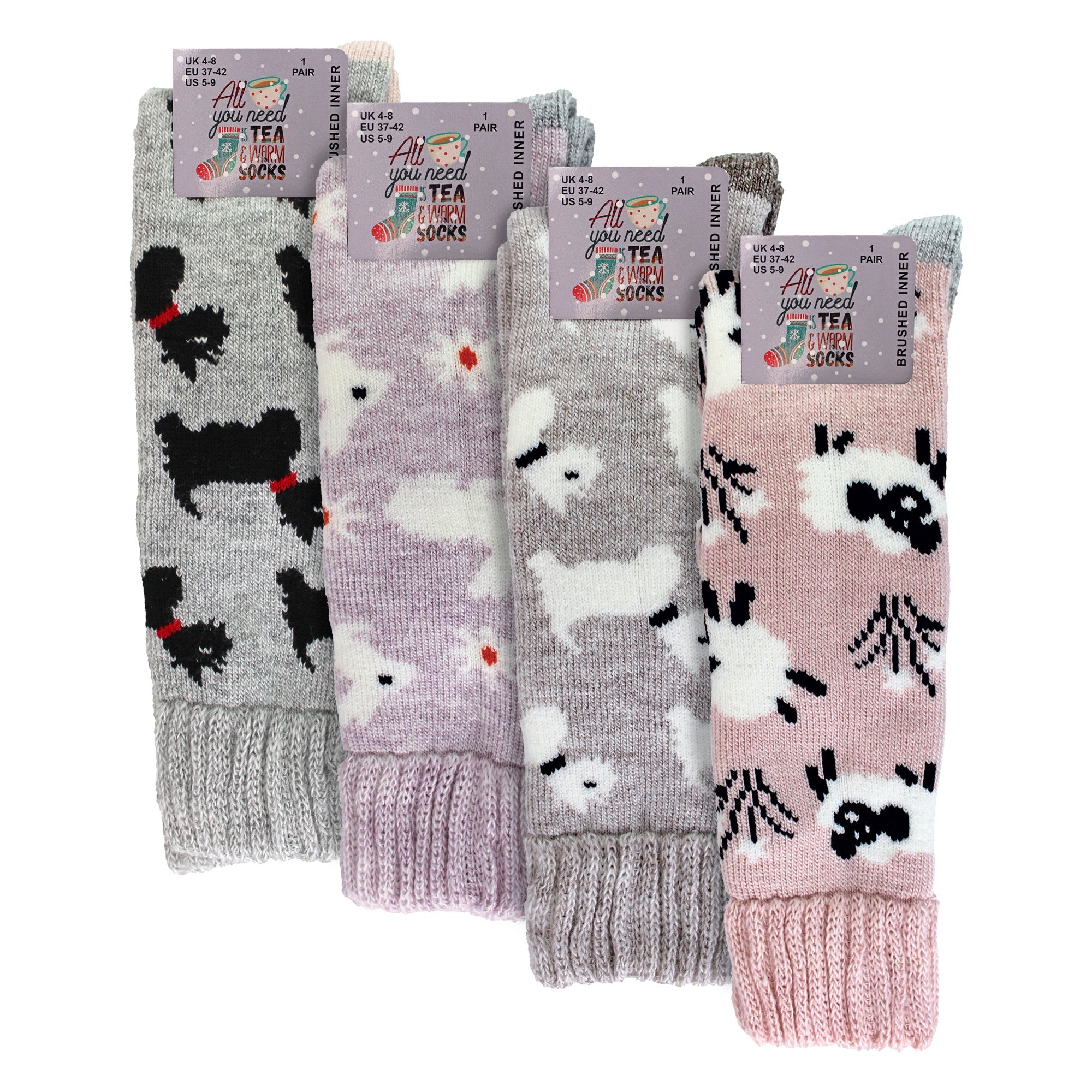 4 Pairs Long Soft Lounge Bed Socks for Ladies
