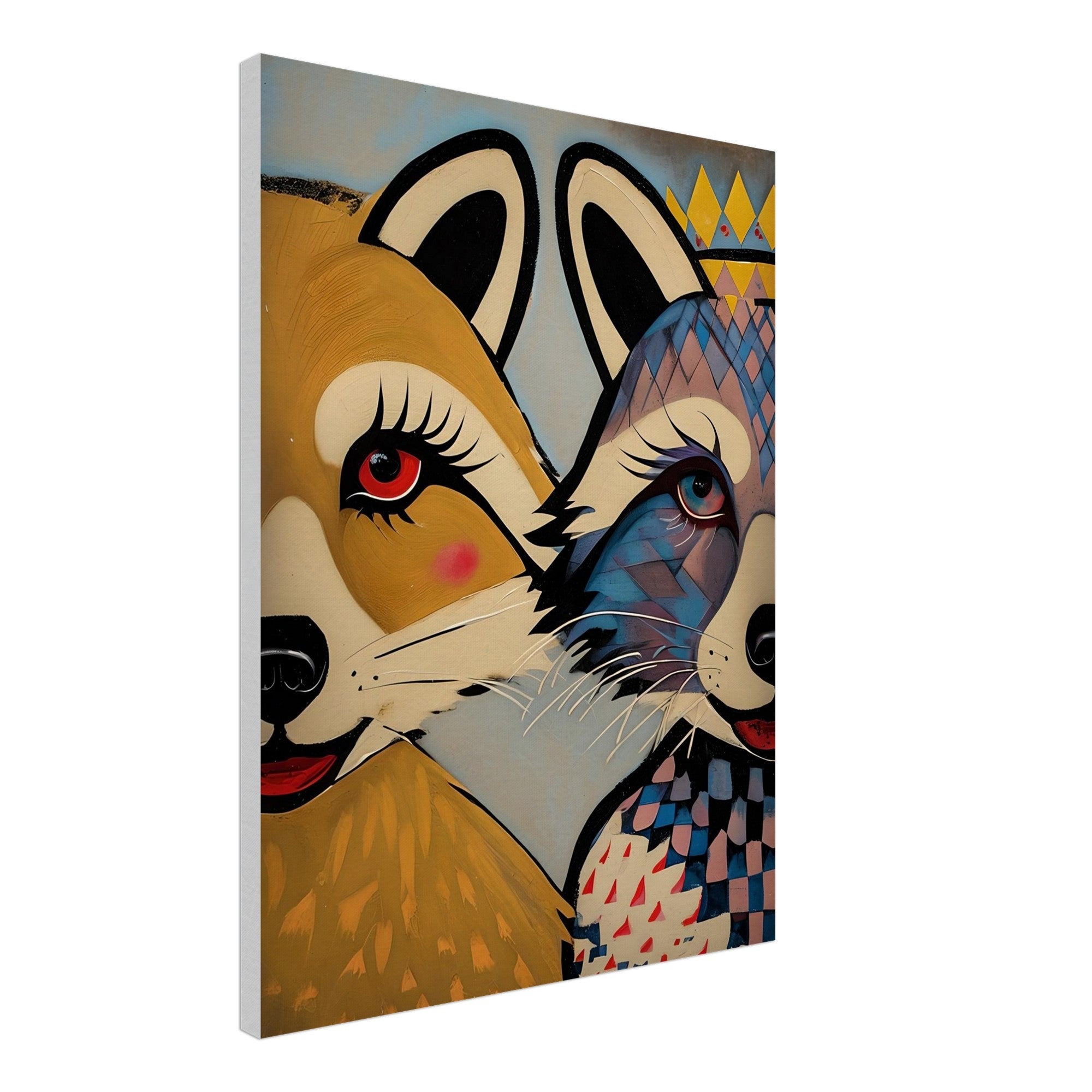 Stylized Raccoons Canvas Print  – Abstract Expressionist Canvas Wall Art
