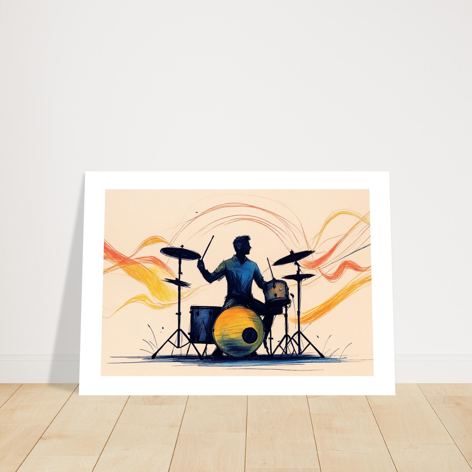 Abstract Drum Player Wall Art - Jazz & Rock Music Poster
