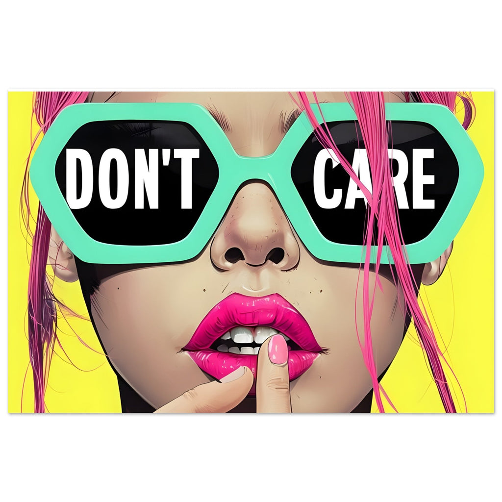 Bold Attitude Art Print | "I Don't Care" Motivational Poster | Unique Wall Decor Gift