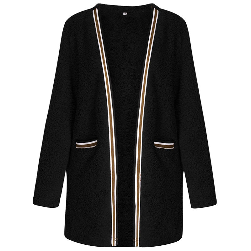 Temperament plush mid-length coat