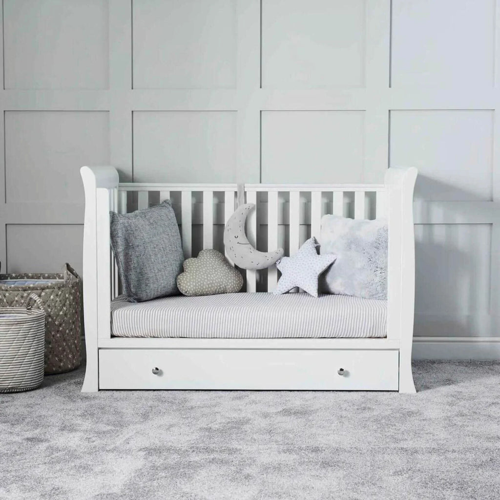 Ickle Bubba Snowdon Mini Cot Bed White - Premium Pocket Sprung Mattress