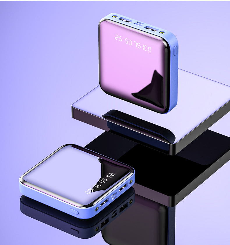 Mini Power Bank 20000 MAh Portable Mirror Digital Display Power Bank