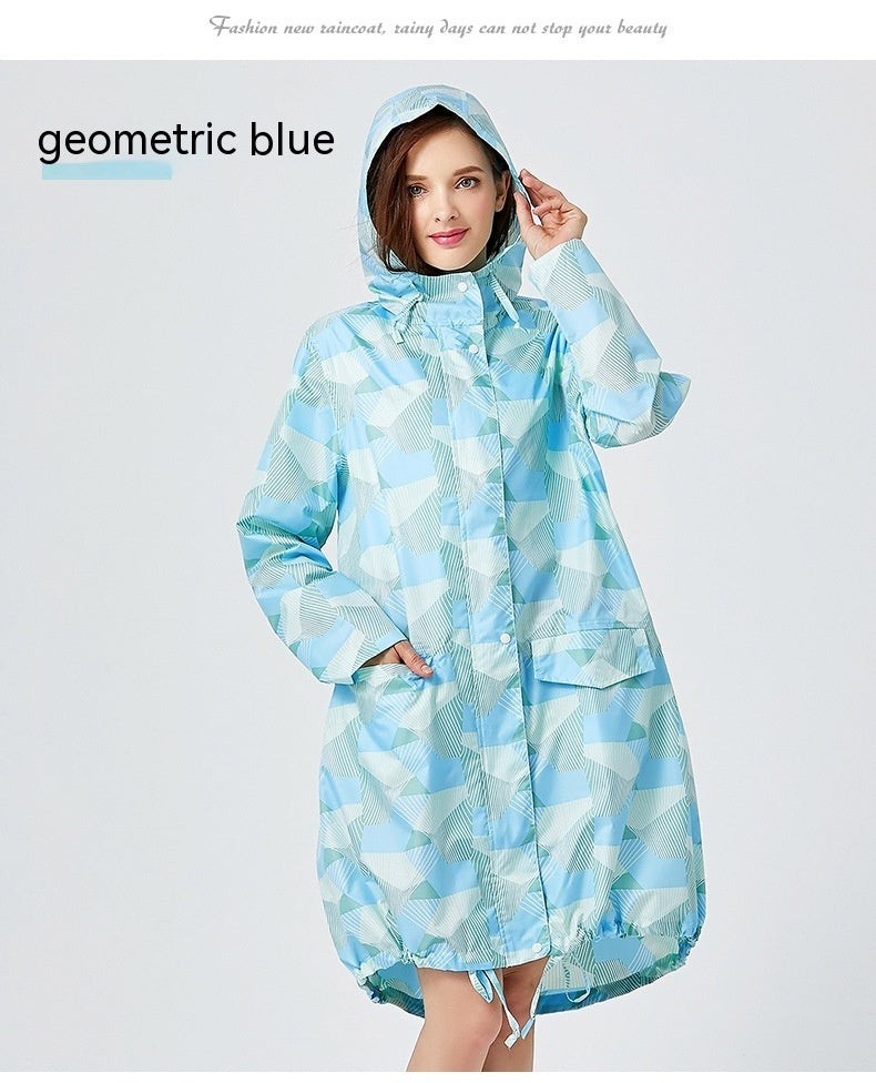 Nordic Geometric Trench Coat Raincoat Waterproof And Rainproof Water-playing Suit Cloak