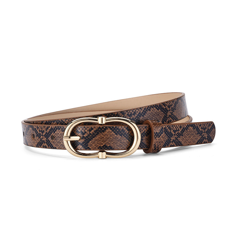 Versatile Snake Print Leather Belt For Women
