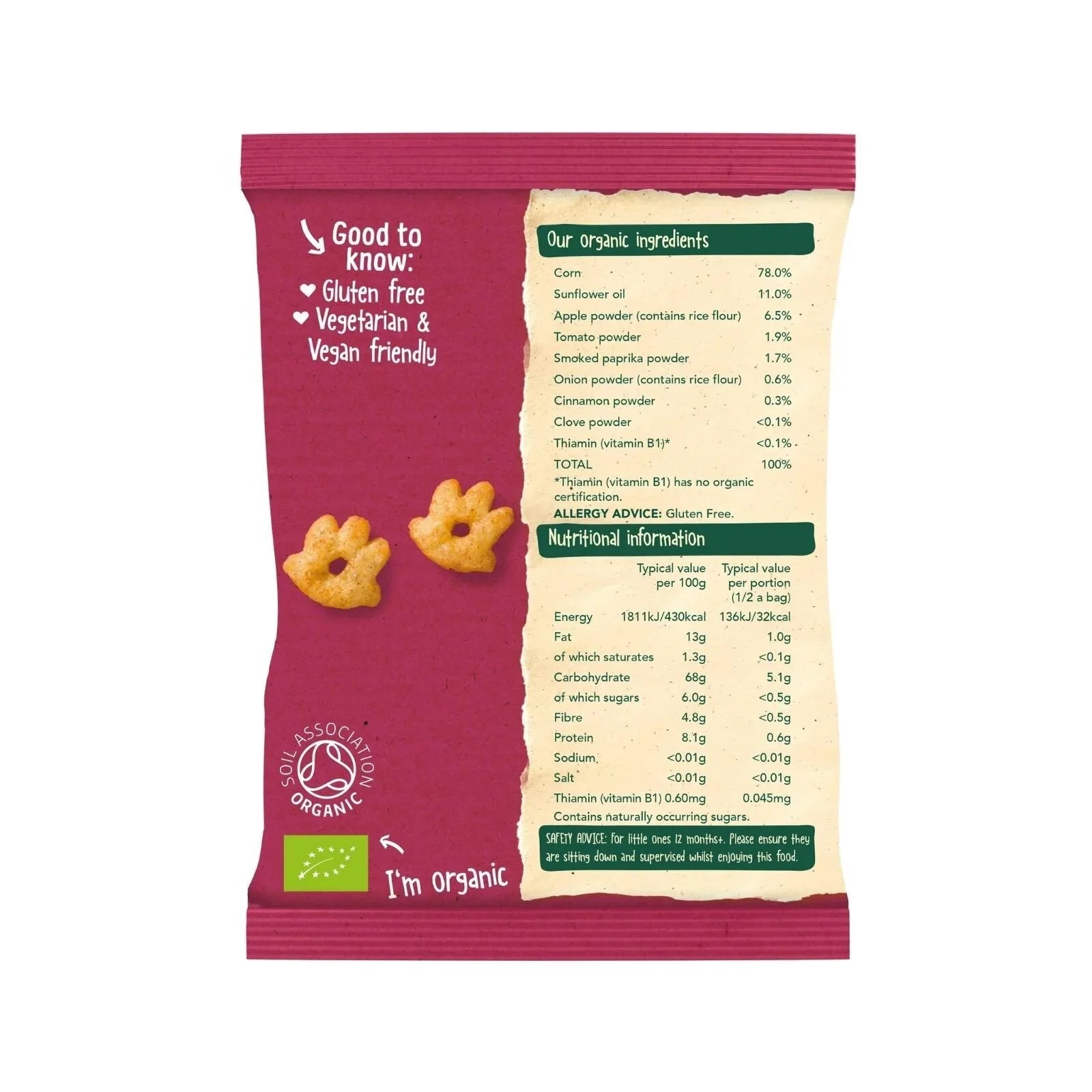 Organix Barbeque Gruffalo Claws 12+ months 60g (4x15g)