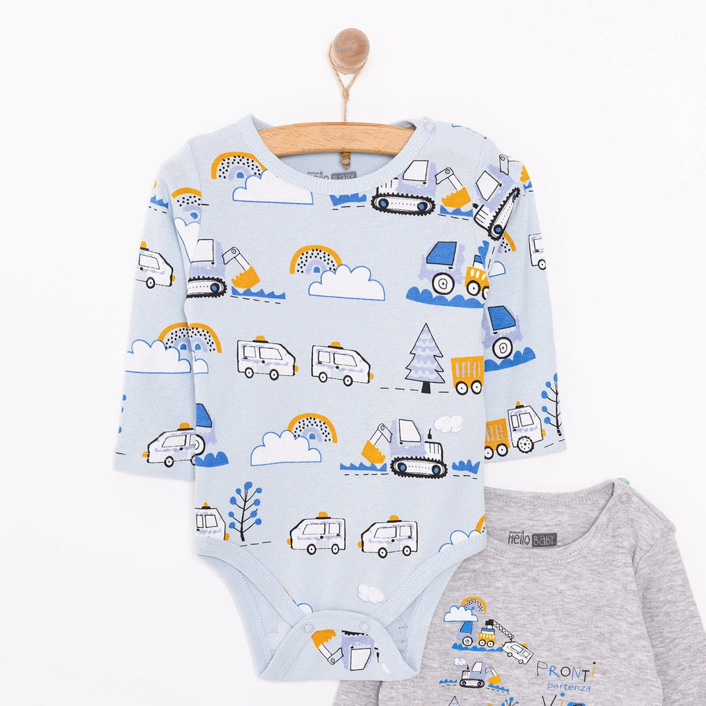 HelloBaby Boy 2-Pack Long Sleeve Bodysuit - Blue