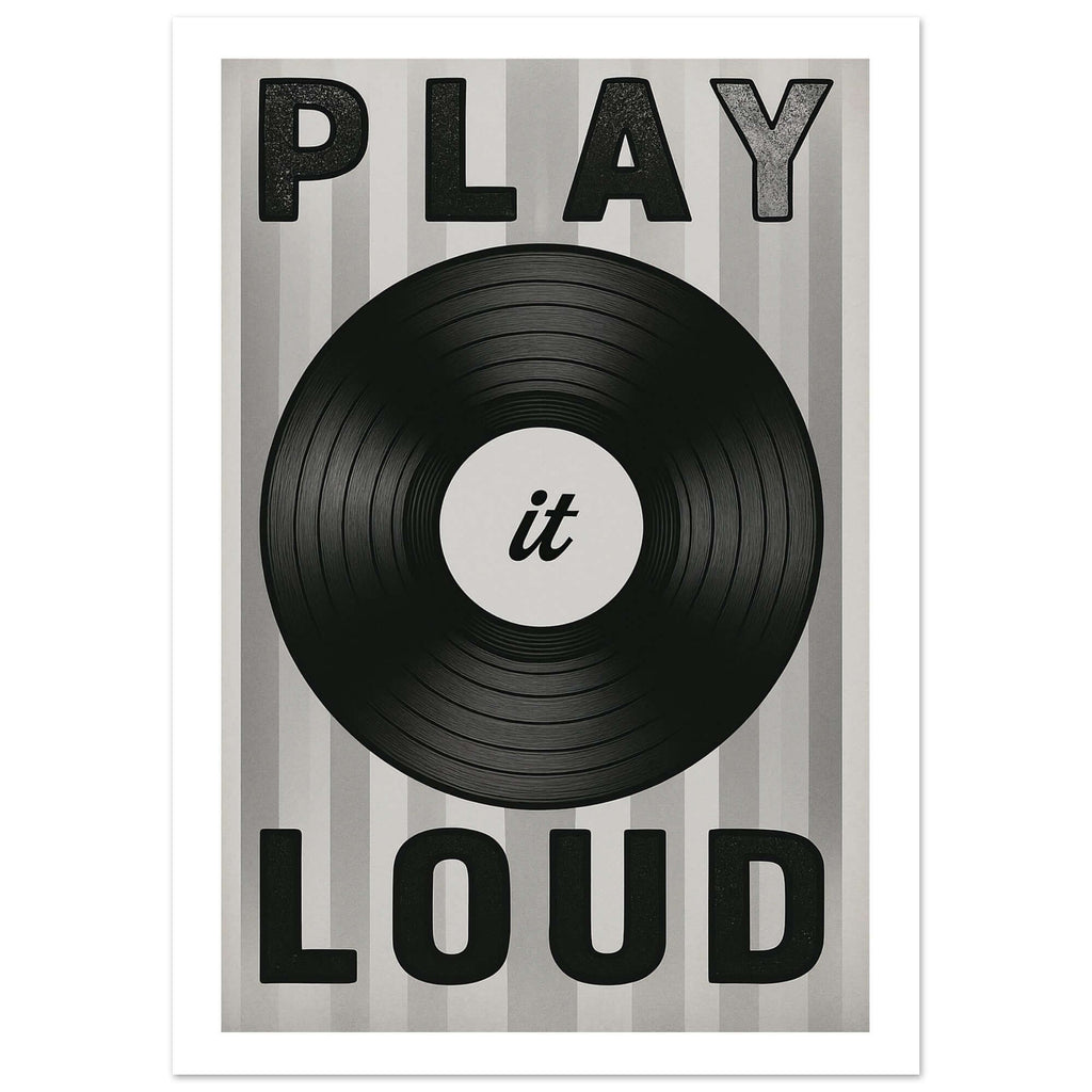 Play It Loud Vinyl Record Wall Art – Retro Music Poster for Studio & Home Decor