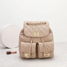 First Layer Cowhide Rhombus Chain Backpack Advanced Texture All-matching