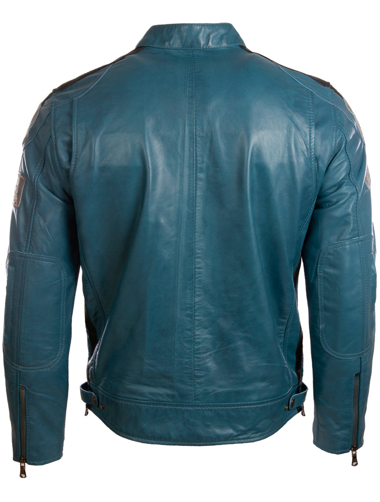 CXUS Men's Racing Biker Jacket - Denim Blue