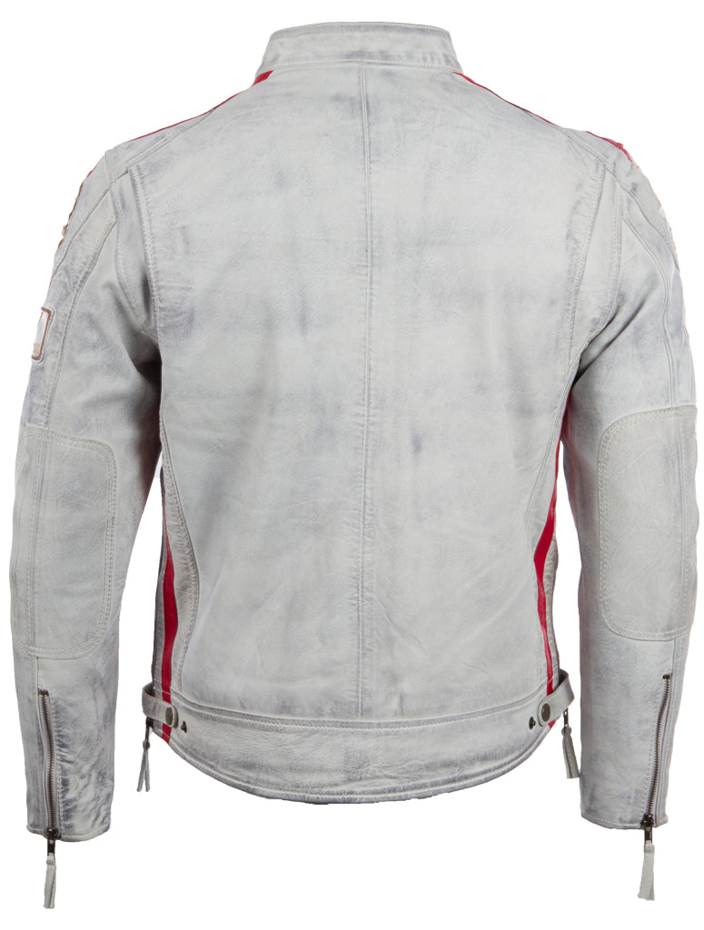 CXUS Men's Racing Biker Jacket - Dirty White