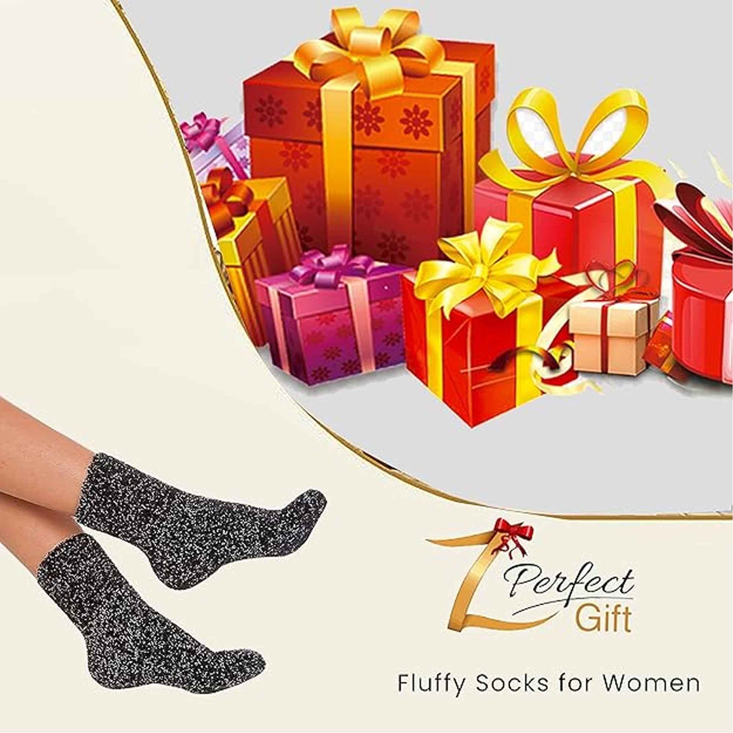 4 Pack Womens Fluffy Cozy Warm Slipper Socks Fuzzy Soft Comfortable Purple Black UK Sizes 4-8 Perfect Winter Gift by Sock Stack