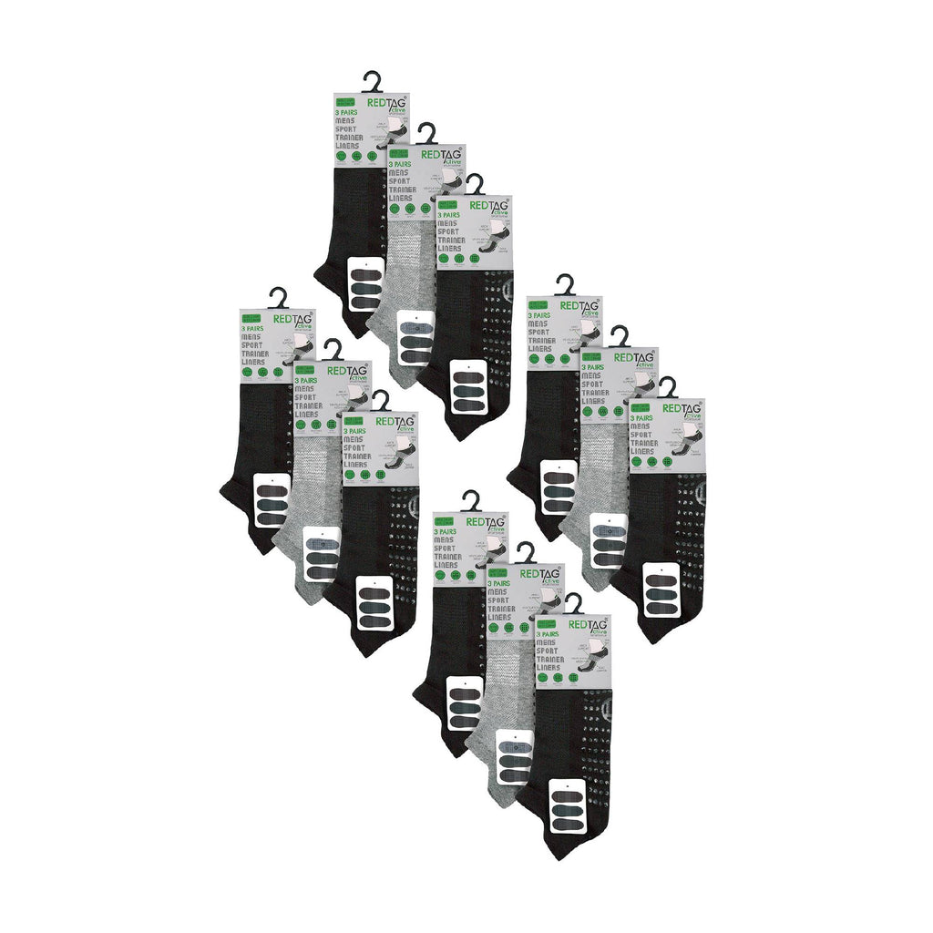 Mens Low Cut Trainer Gym Socks with Grips (Multipack Options)