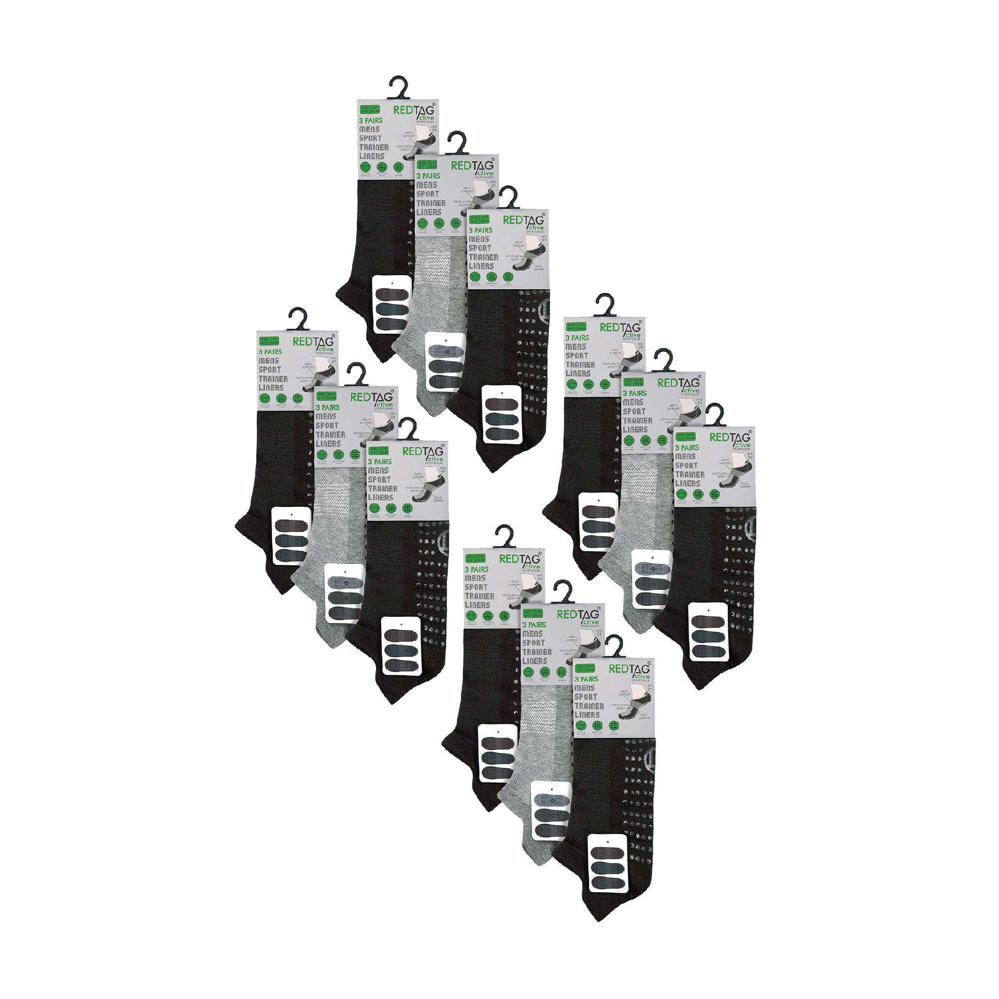 Mens Low Cut Trainer Gym Socks with Grips (Multipack Options)