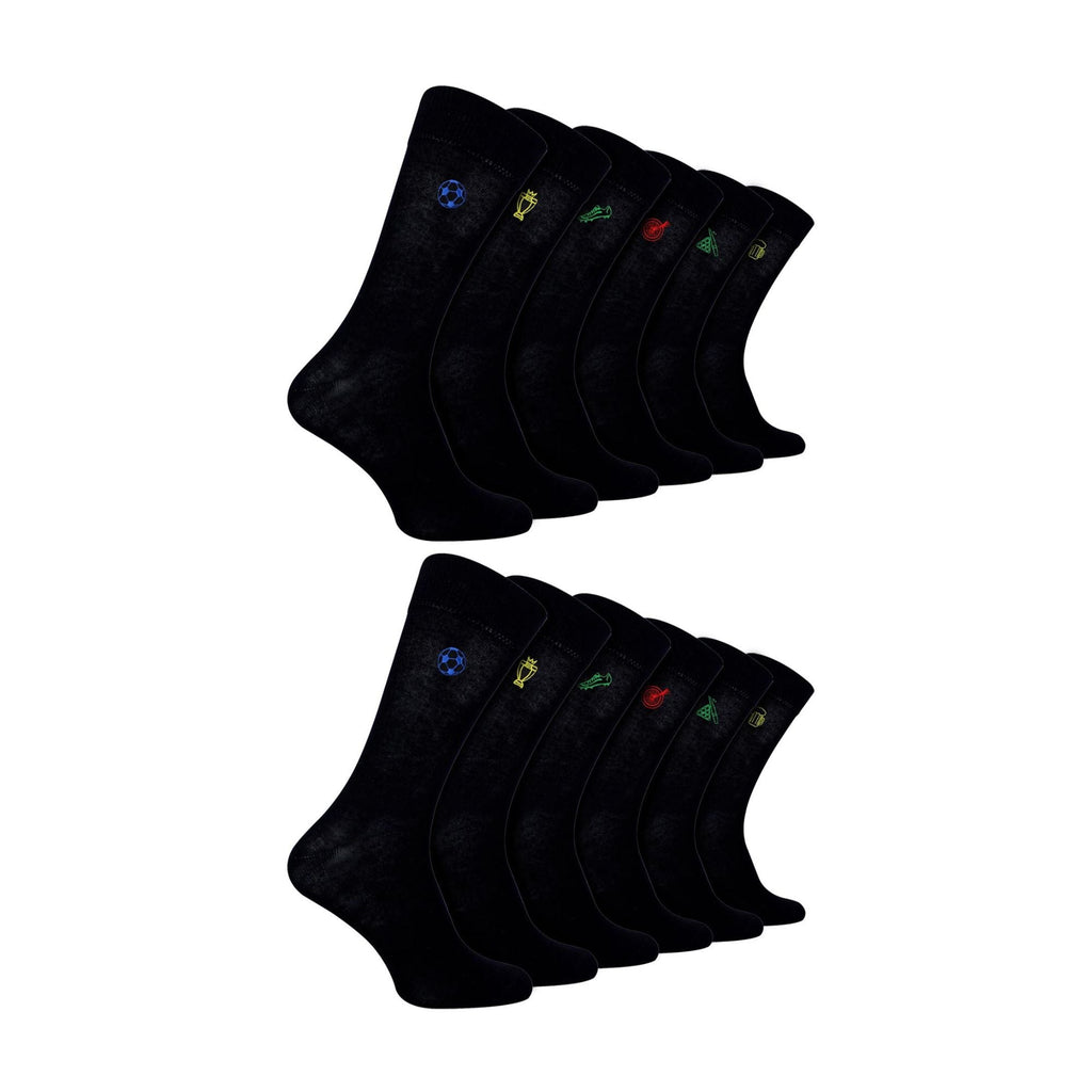 12 Pack Mens Value Breathable Bamboo Embriodered Dress Socks