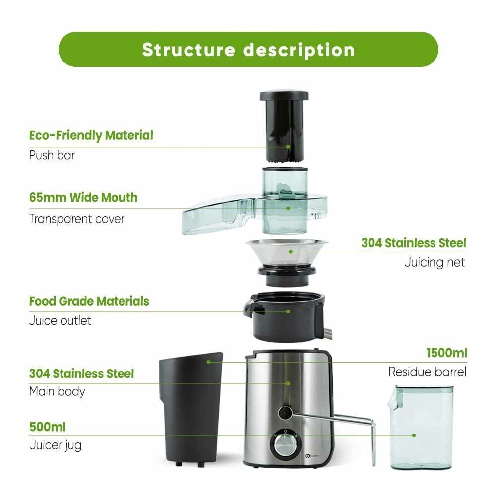 800W Juicer Machine Whole Fruit Vegetable Juice Extractor Free Ice Cube Box