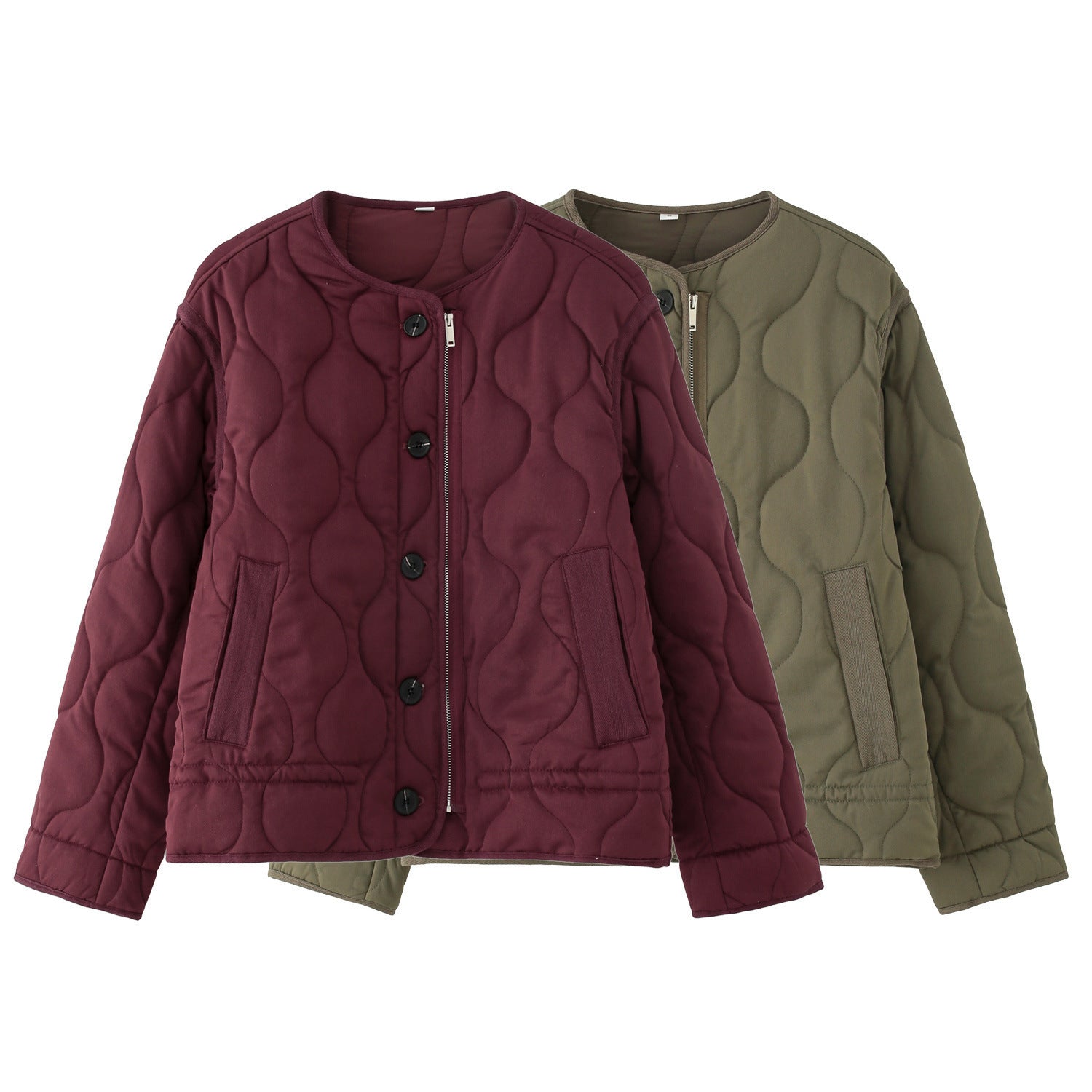 Fashion Single-breasted Quilted Diamond Lattice Cotton-padded Coat