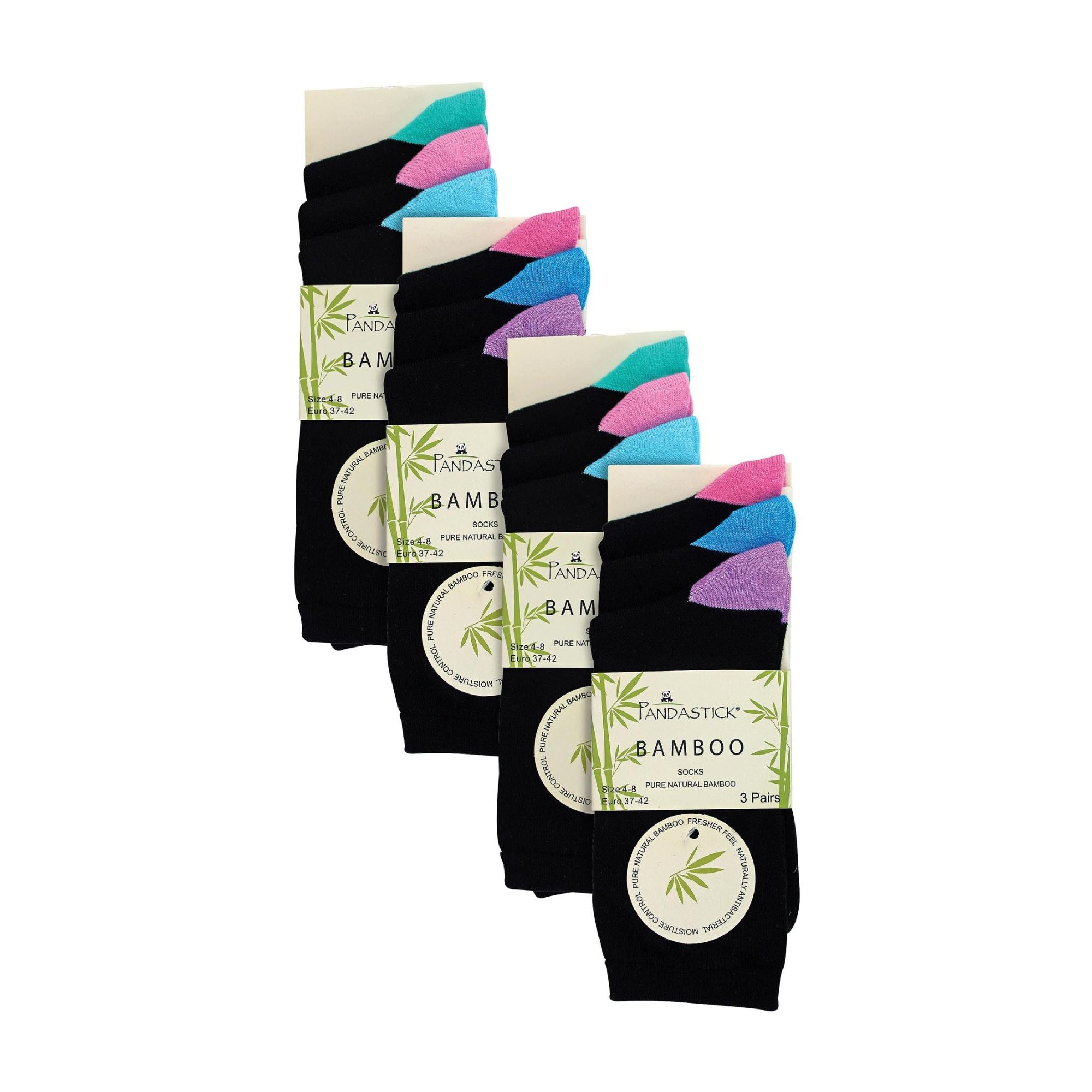 12 Pack Ladies Value Soft Breathable Bamboo Heel & Toe Socks