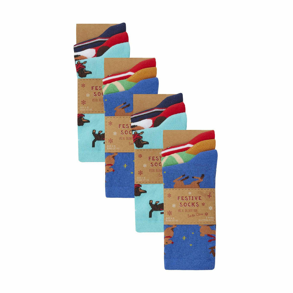12 Pack Ladies Novelty Festive Christmas Design Socks