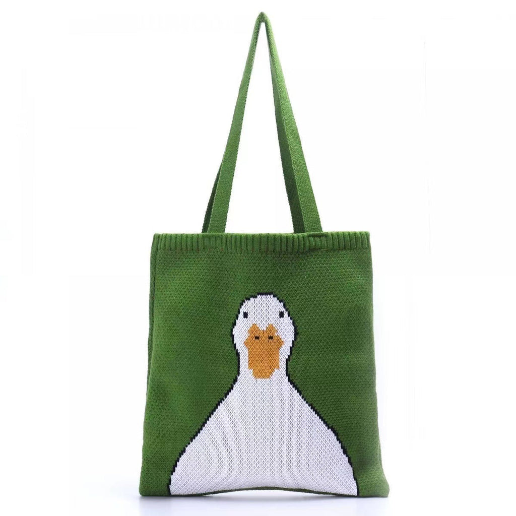 Bag Female Cartoon Wool Woven Bag Autumn And Winter Portable Shopping