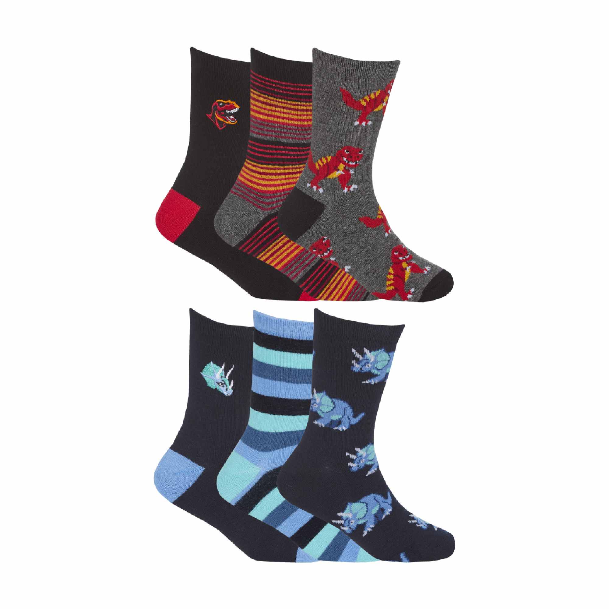 12 Pack Boys Embroidered Dinosaur Pattern Bamboo Socks