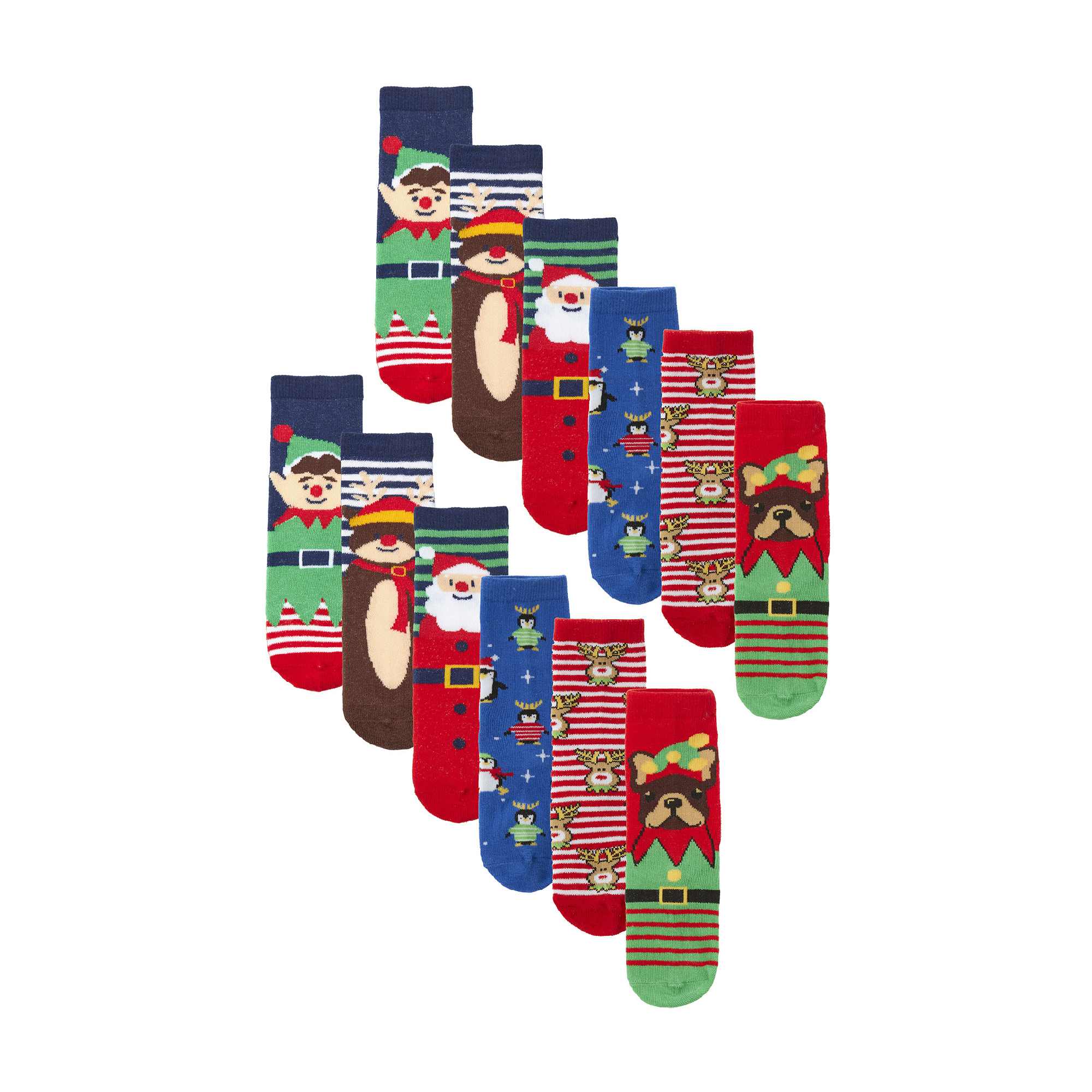 12 Pack Kids Unisex Festive Christmas Design Socks