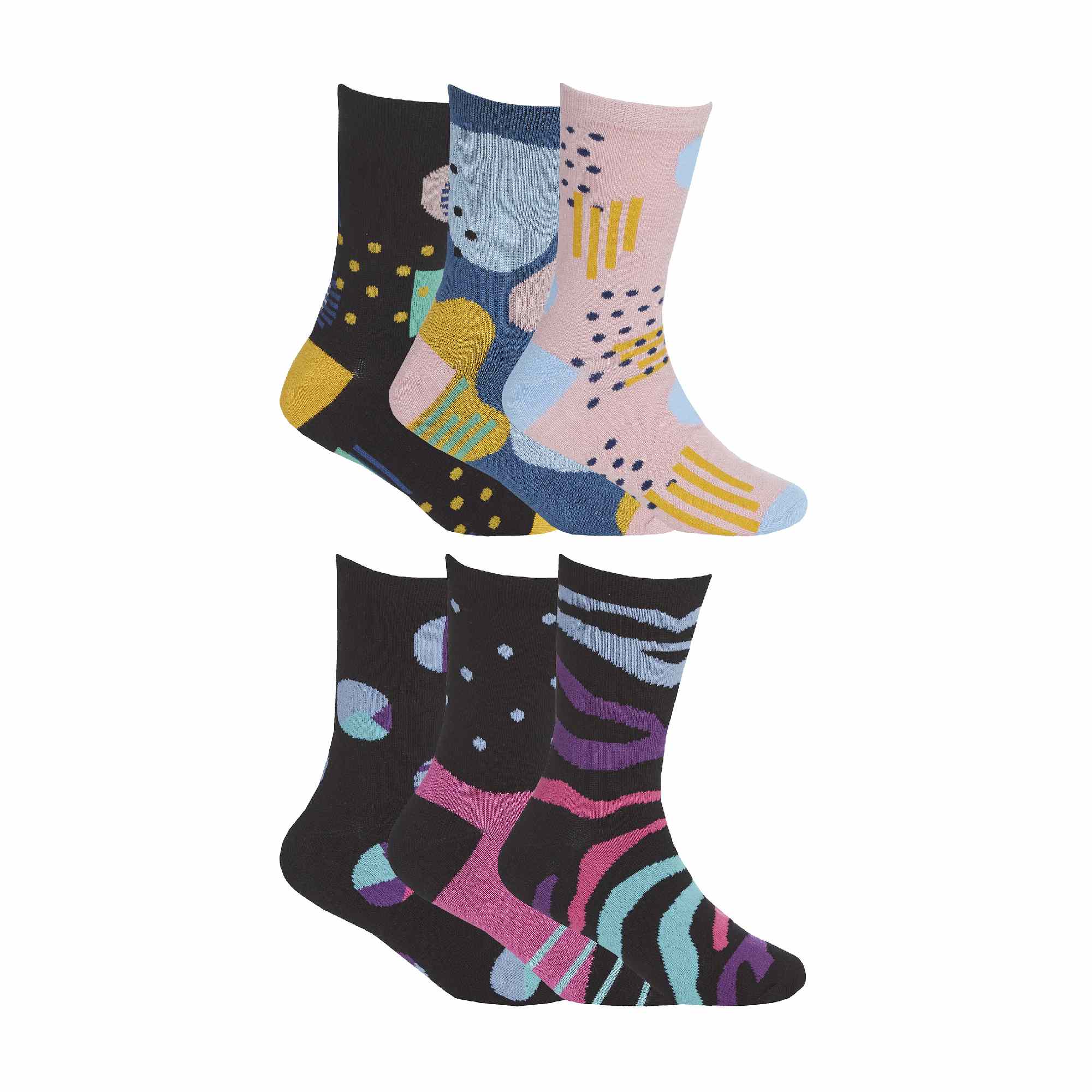 12 Pack Girls Breathable Soft Bamboo Cute Design Socks