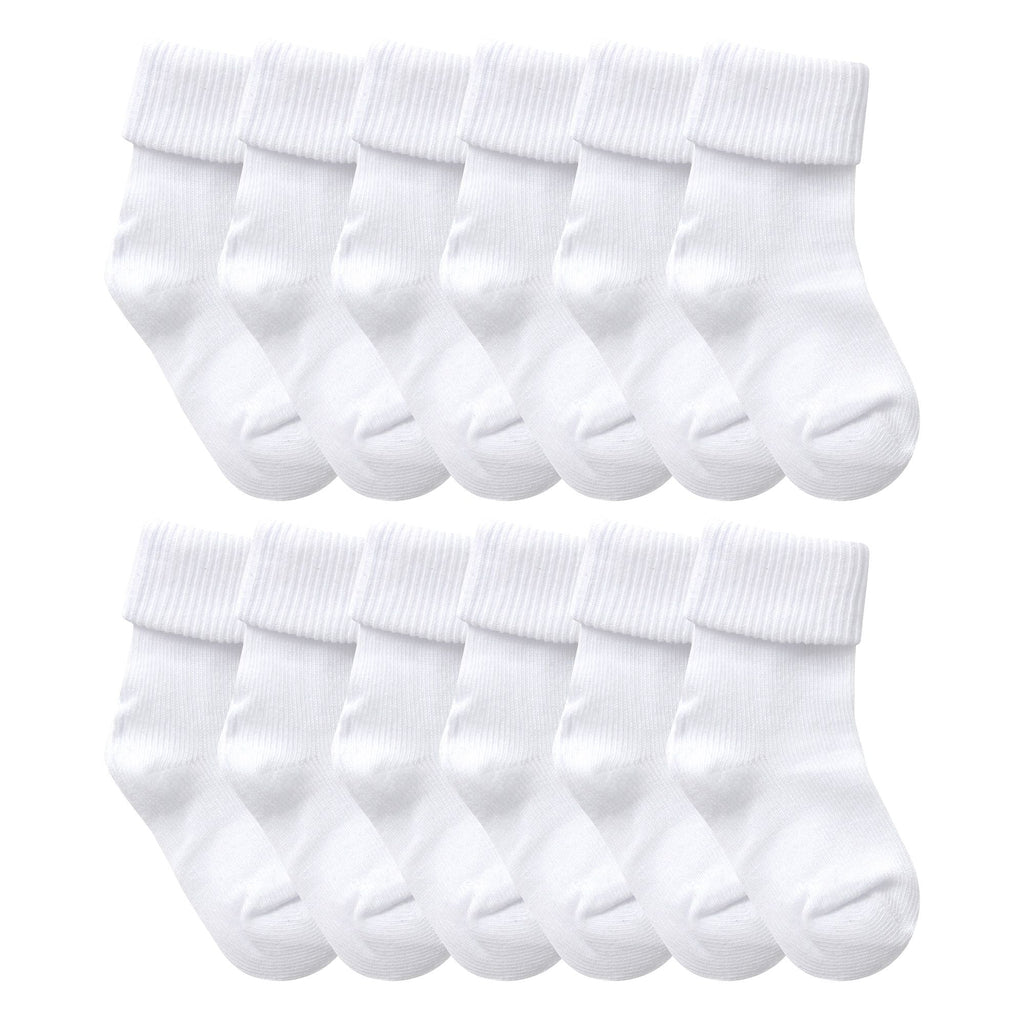 12 Pack Baby Girl & Boy Soft Cotton Turnover Top Socks