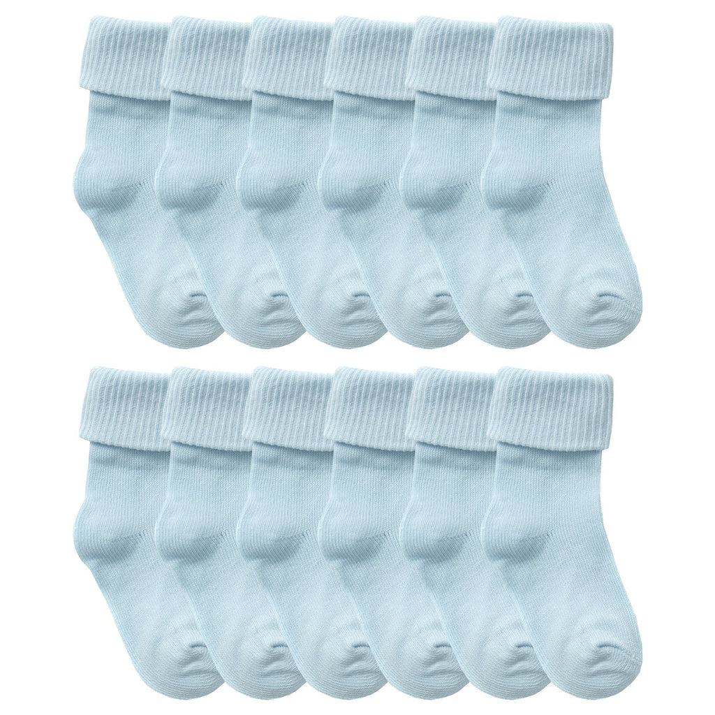 12 Pack Baby Girl & Boy Soft Cotton Turnover Top Socks