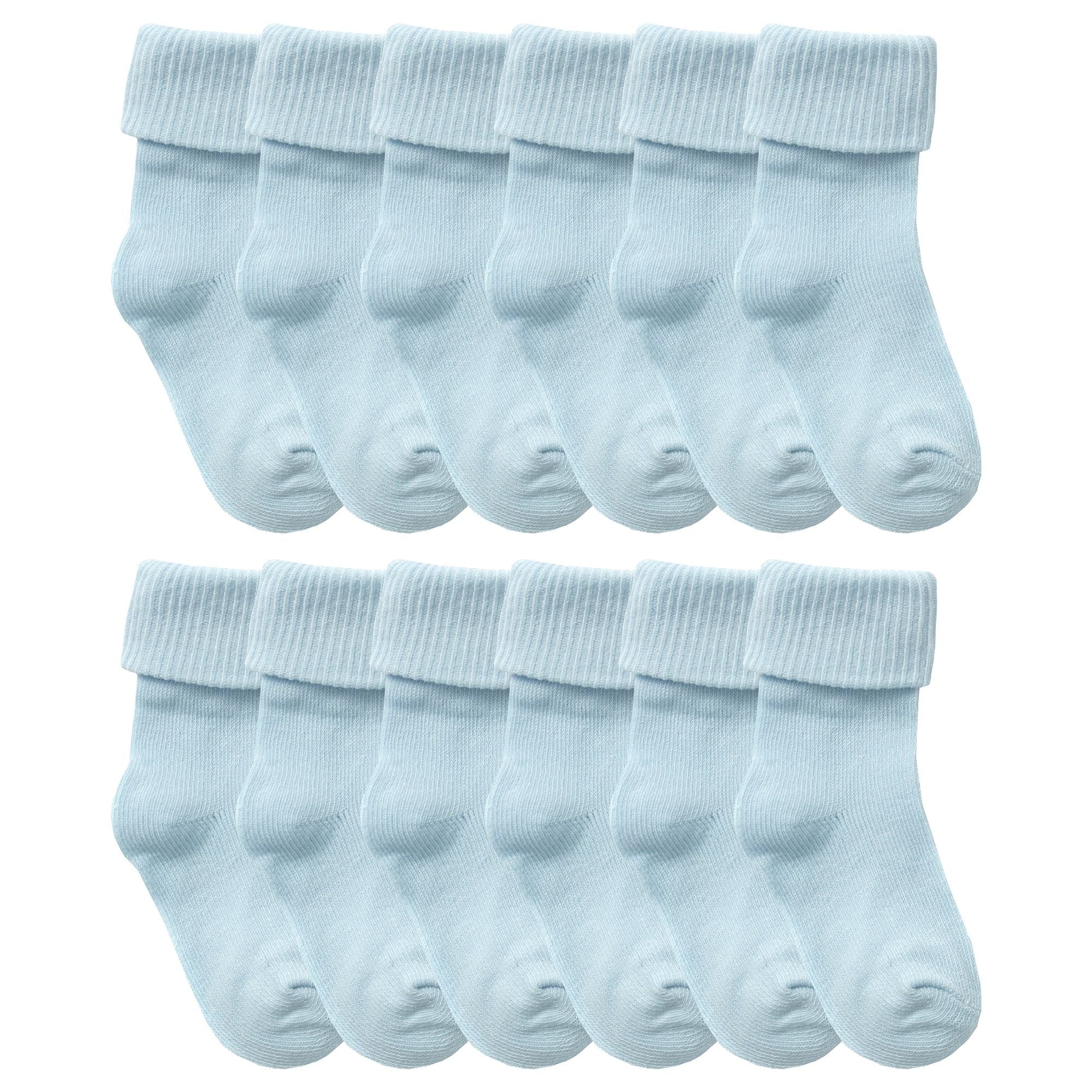 12 Pack Baby Girl & Boy Soft Cotton Turnover Top Socks