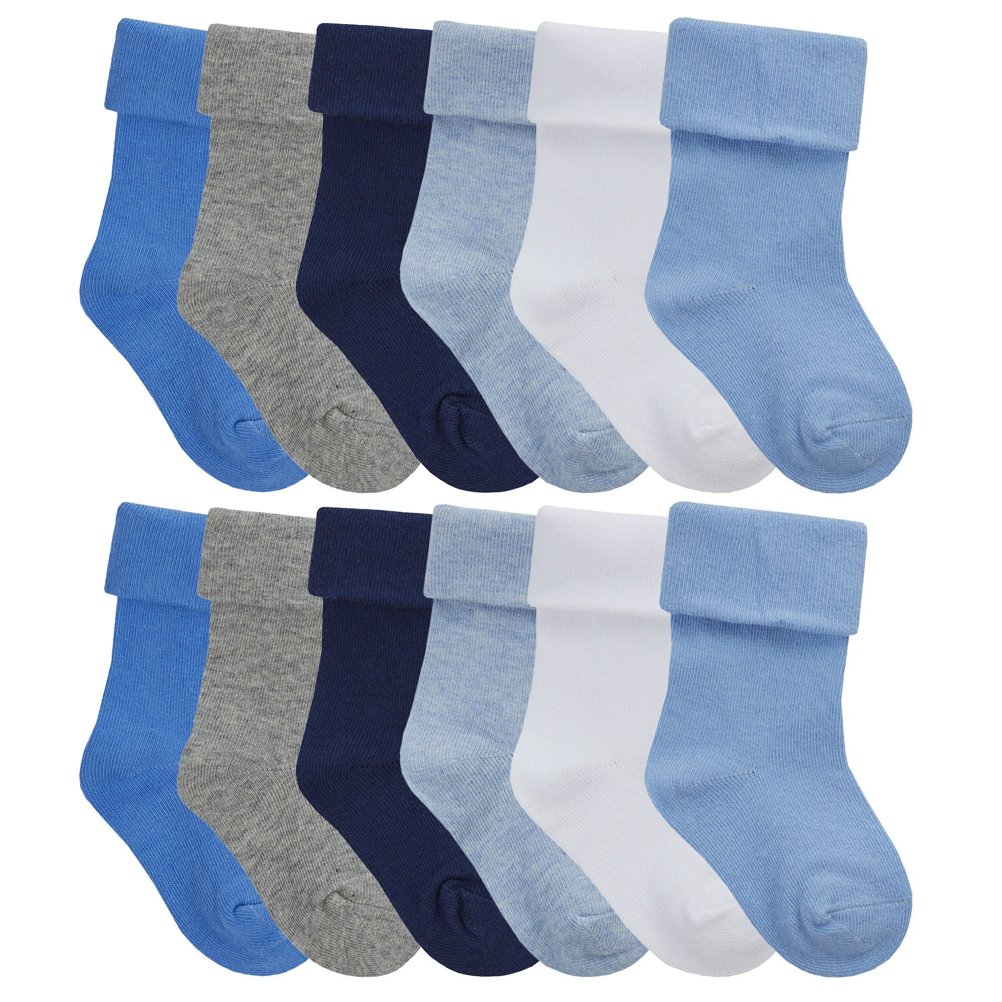 12 Pack Baby Girl & Boy Soft Cotton Turnover Top Socks