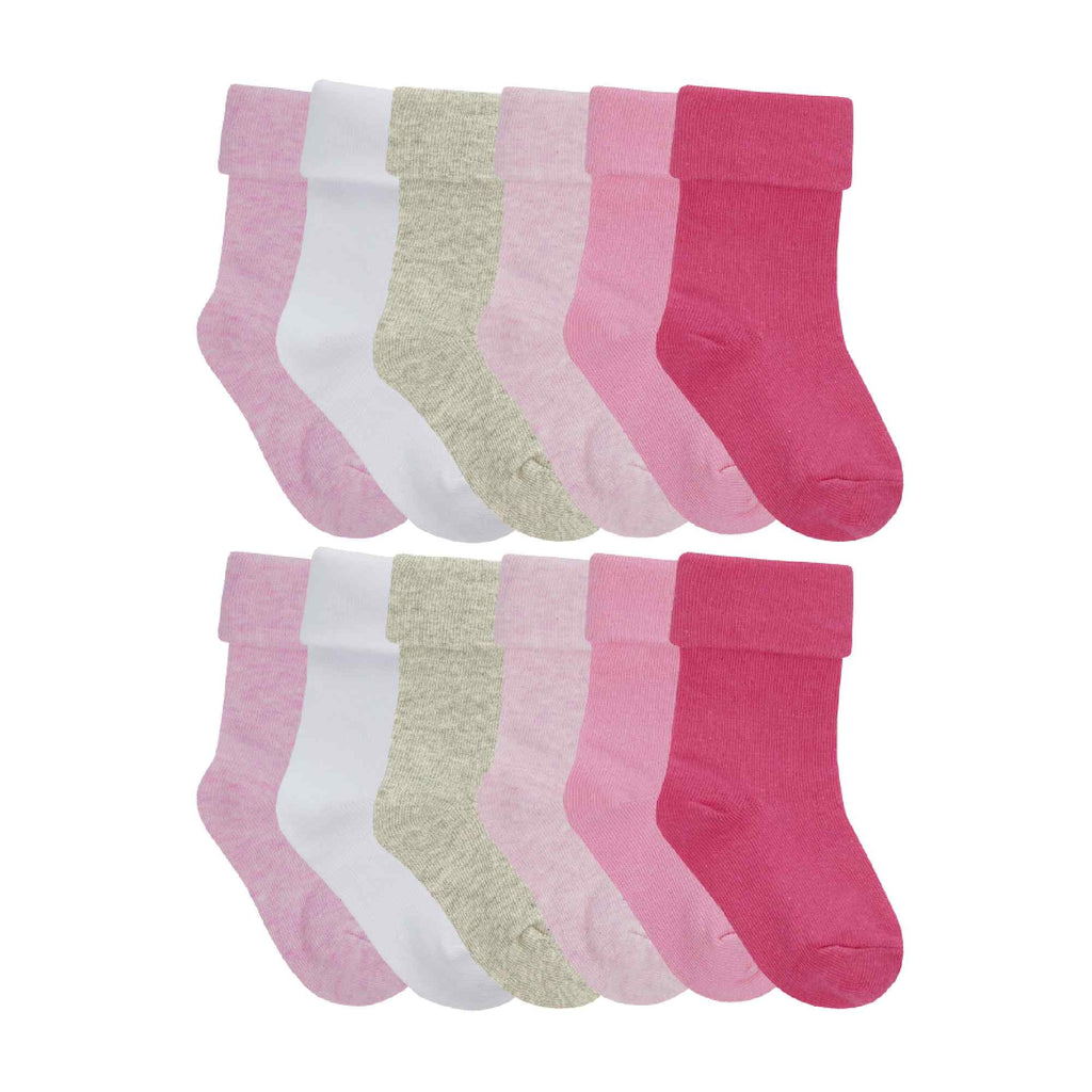 12 Pack Baby Girl & Boy Soft Cotton Turnover Top Socks