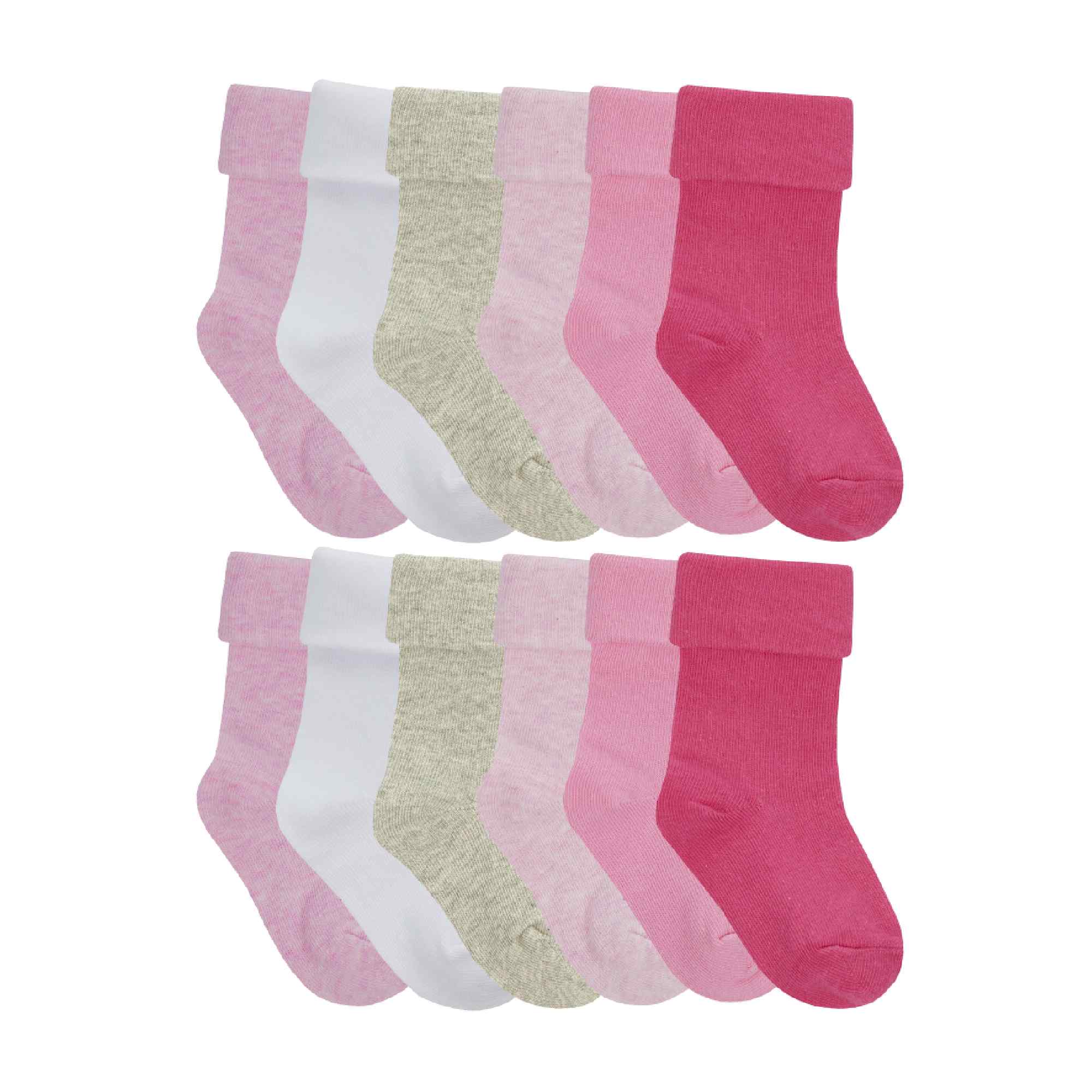 12 Pack Baby Girl & Boy Soft Cotton Turnover Top Socks